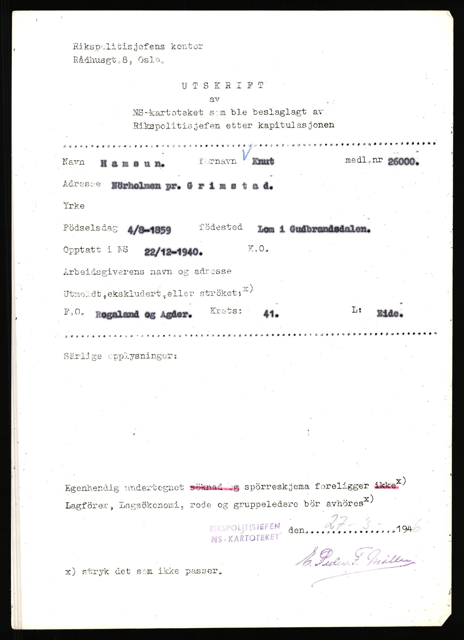 Landssvikarkivet, Arendal politikammer, RA/S-3138-25/D/Dc/L0029: Anr. 192/45, 1945-1951, p. 335