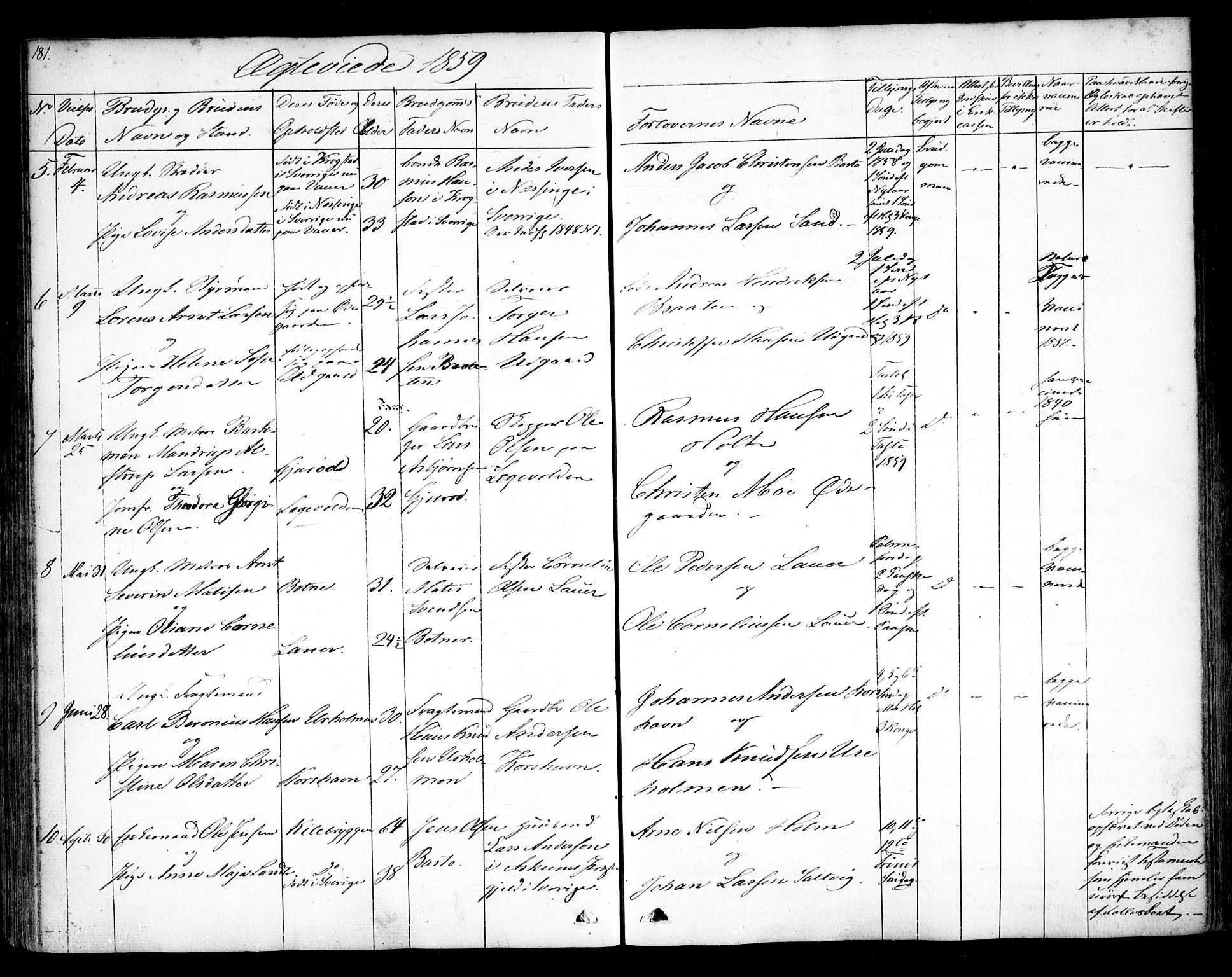 Hvaler prestekontor Kirkebøker, AV/SAO-A-2001/F/Fa/L0006: Parish register (official) no. I 6, 1846-1863, p. 181