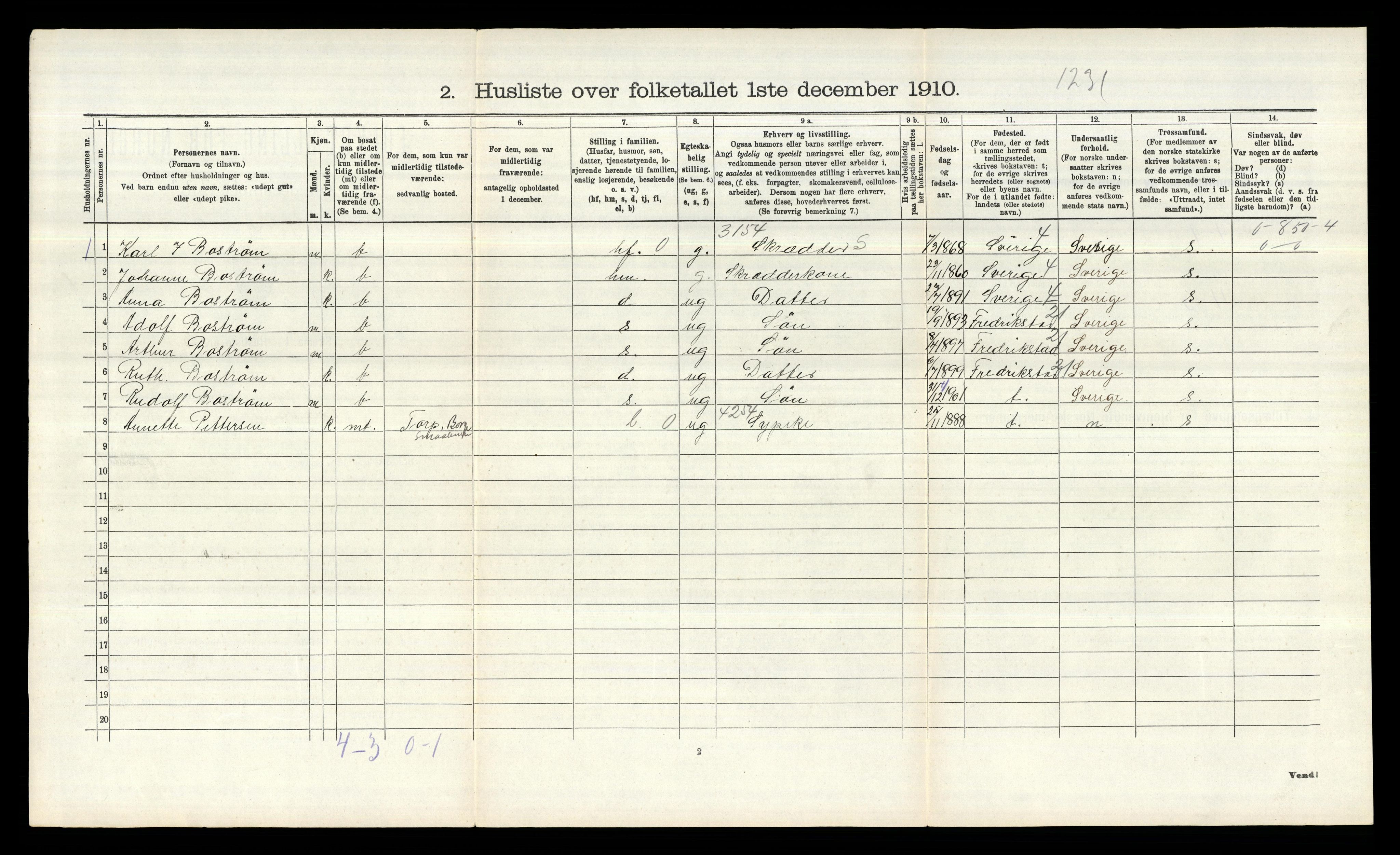 RA, 1910 census for Borge, 1910, p. 1081