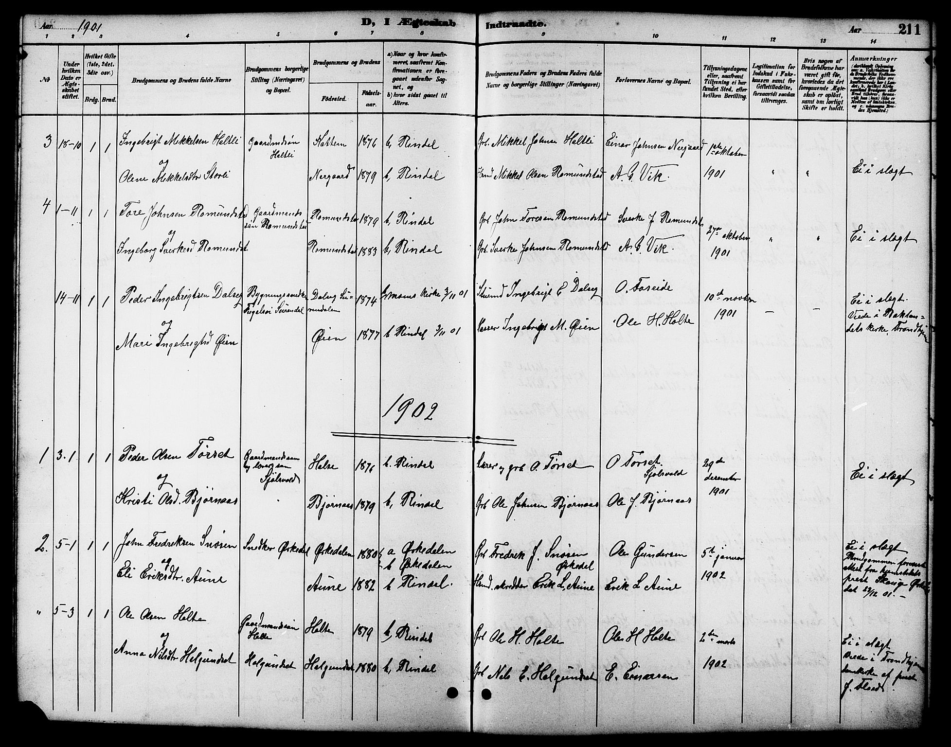 Ministerialprotokoller, klokkerbøker og fødselsregistre - Møre og Romsdal, SAT/A-1454/598/L1078: Parish register (copy) no. 598C03, 1892-1909, p. 211