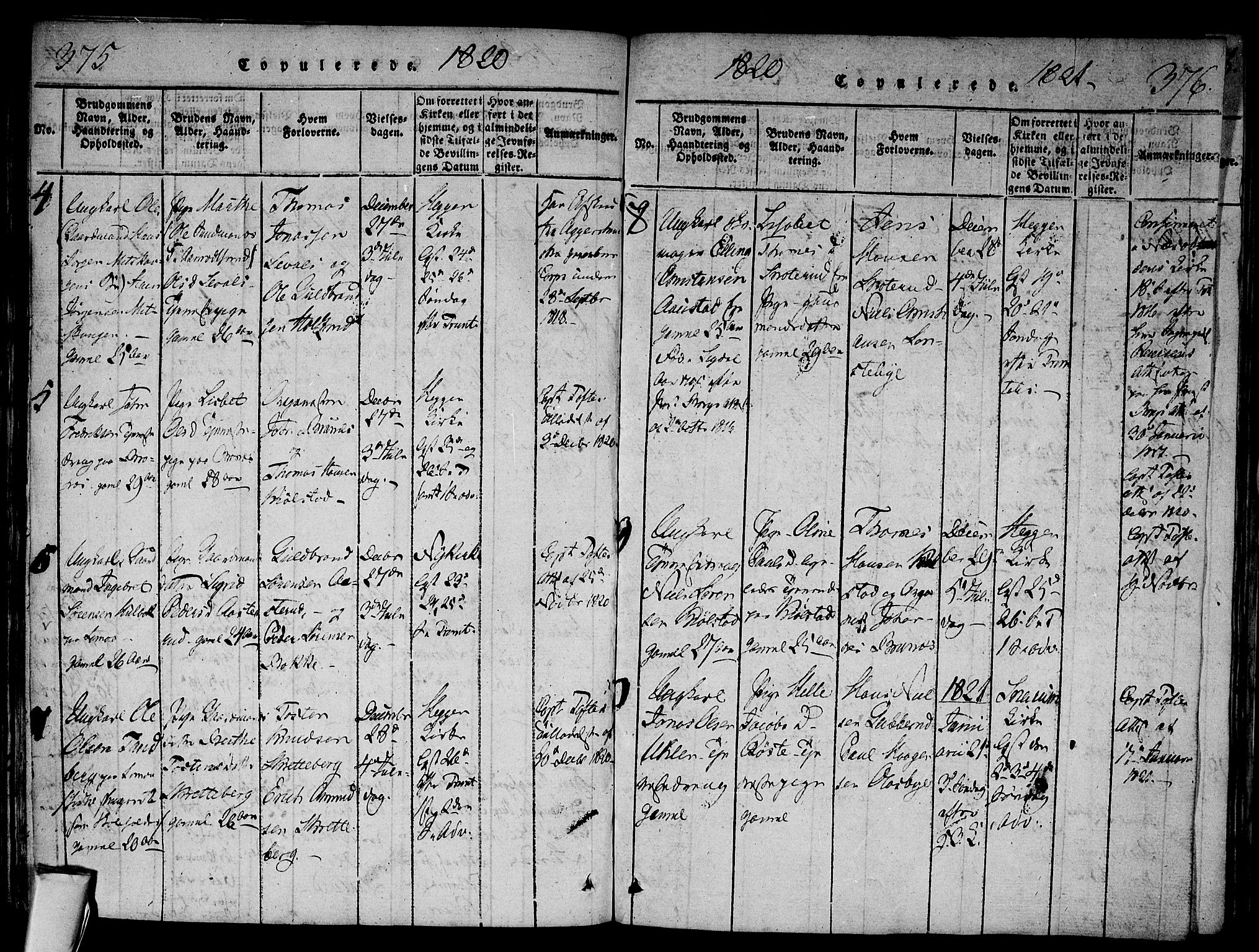 Modum kirkebøker, AV/SAKO-A-234/F/Fa/L0004: Parish register (official) no. 4, 1818-1824, p. 375-376