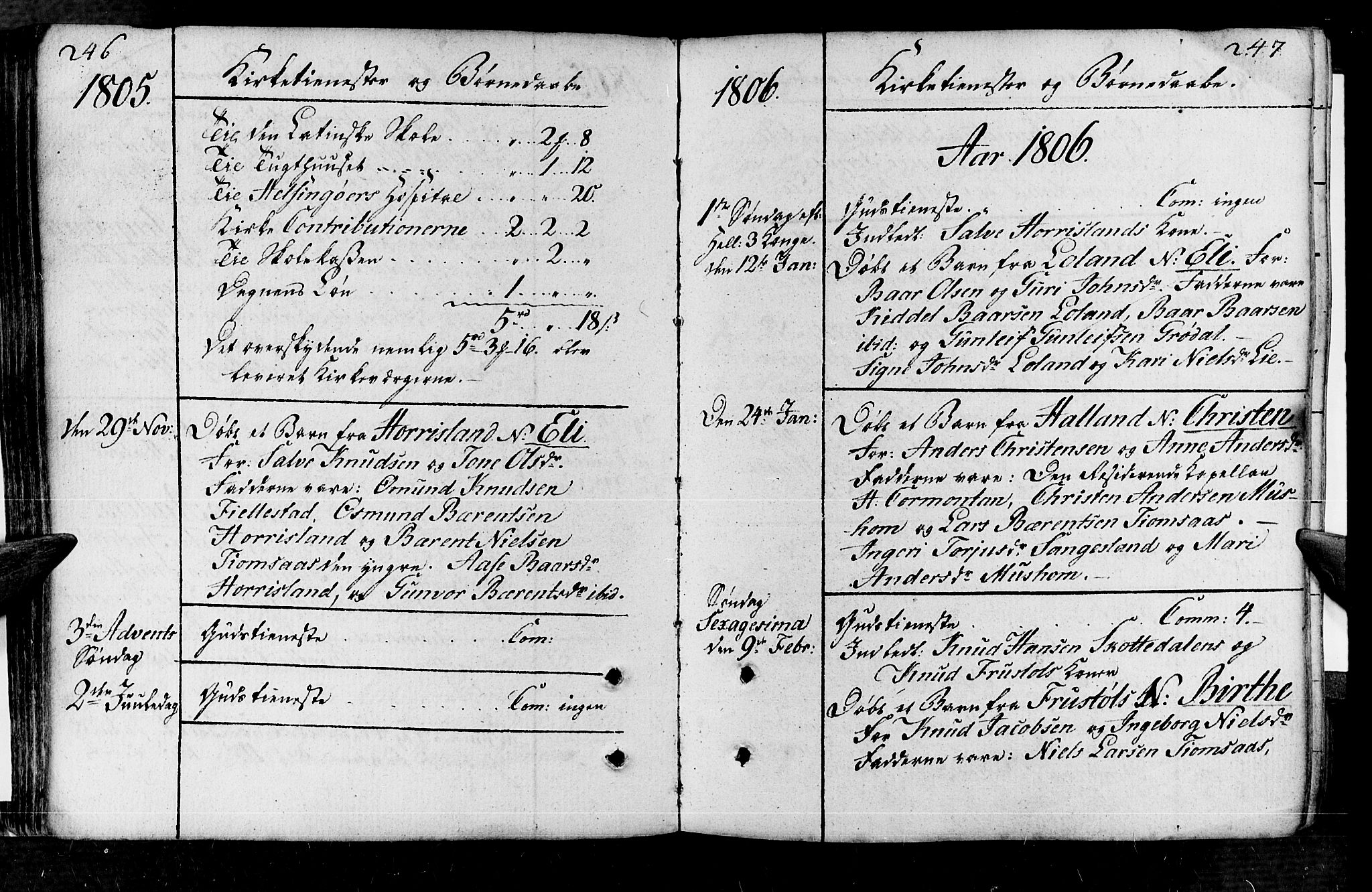 Vennesla sokneprestkontor, AV/SAK-1111-0045/Fa/Fac/L0002: Parish register (official) no. A 2, 1785-1834, p. 246-247