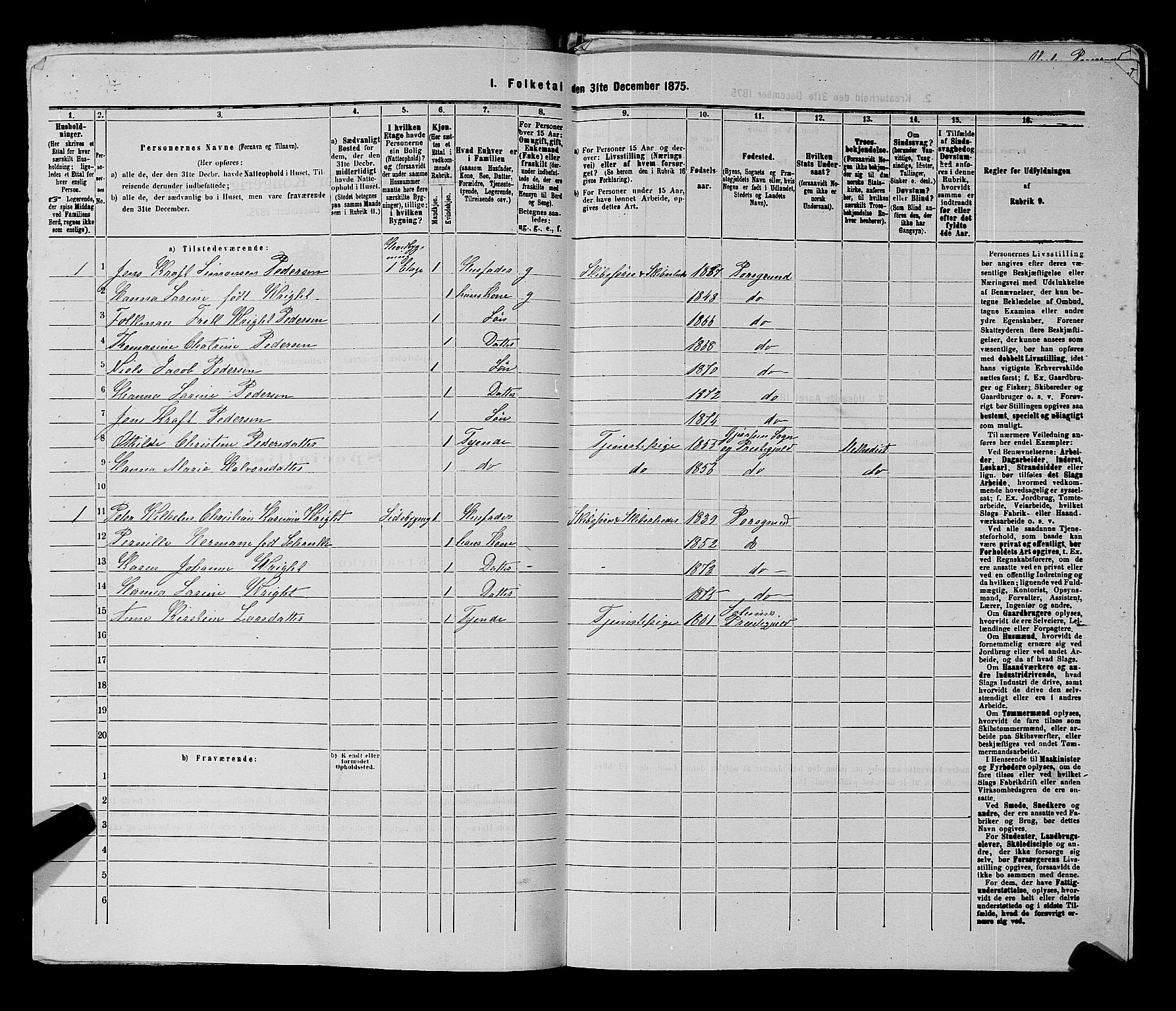 SAKO, 1875 census for 0805P Porsgrunn, 1875, p. 978