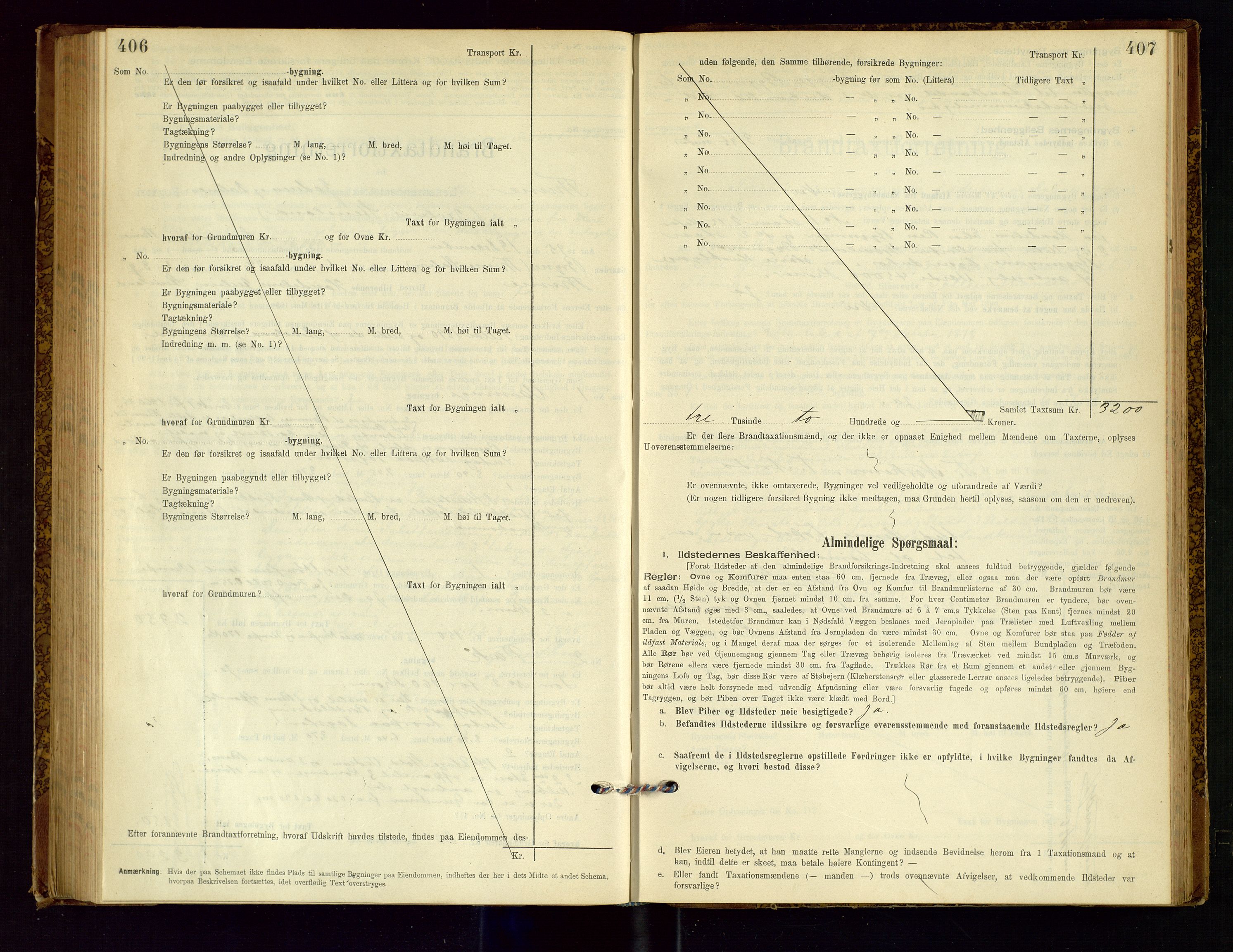 Time lensmannskontor, AV/SAST-A-100420/Gob/L0001: Branntakstprotokoll, 1896-1914, p. 406-407