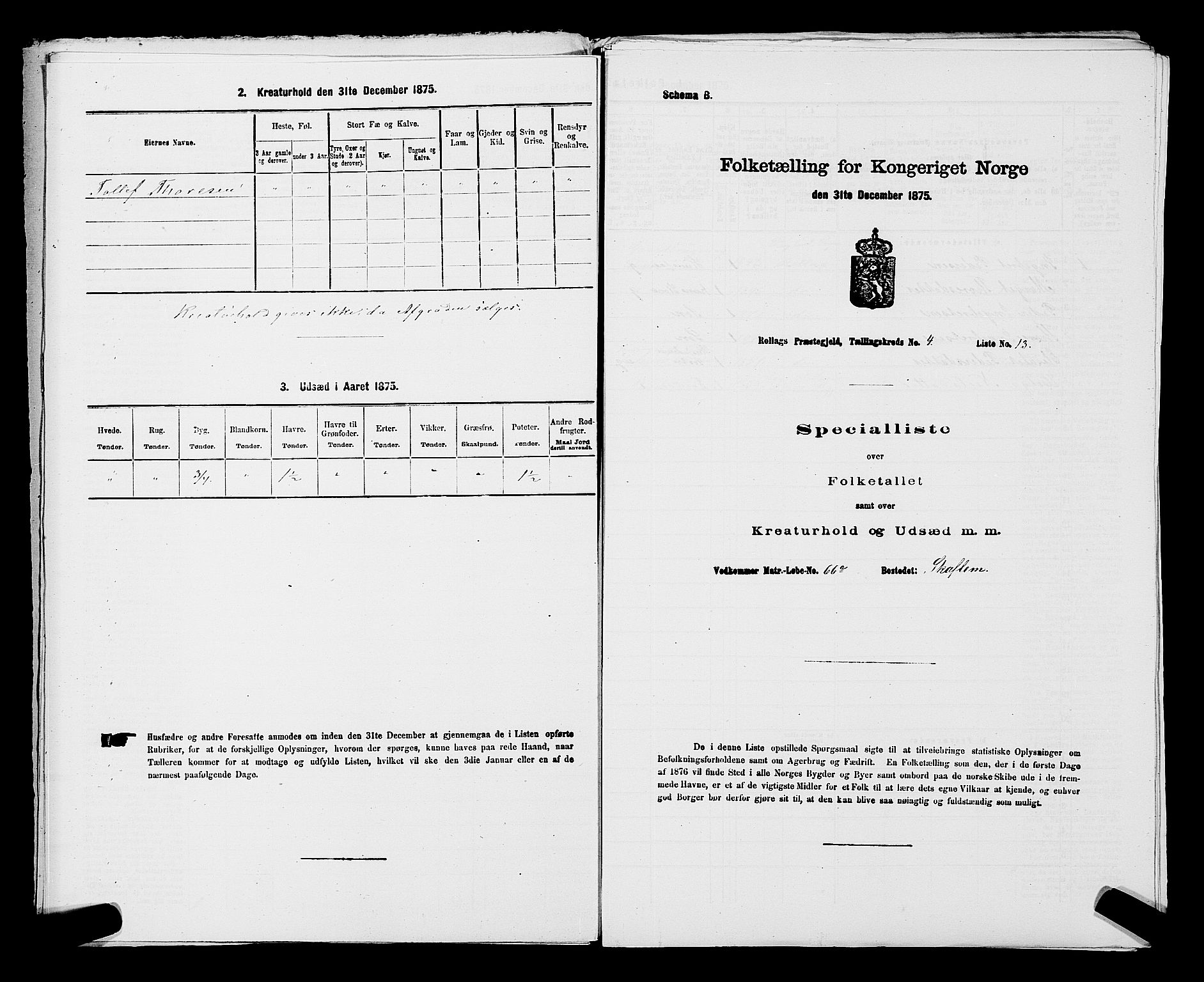 SAKO, 1875 census for 0632P Rollag, 1875, p. 255