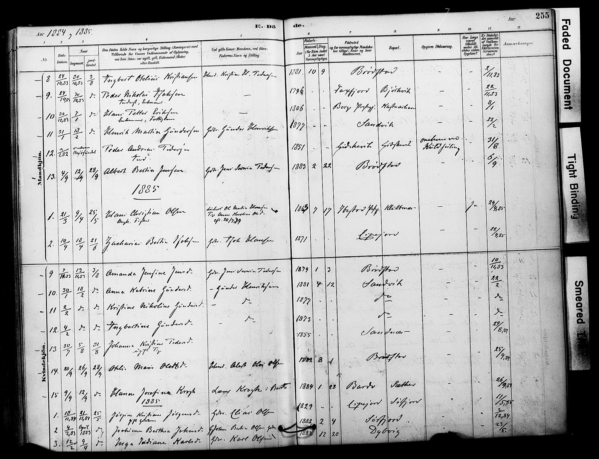 Tranøy sokneprestkontor, SATØ/S-1313/I/Ia/Iaa/L0011kirke: Parish register (official) no. 11, 1878-1904, p. 255
