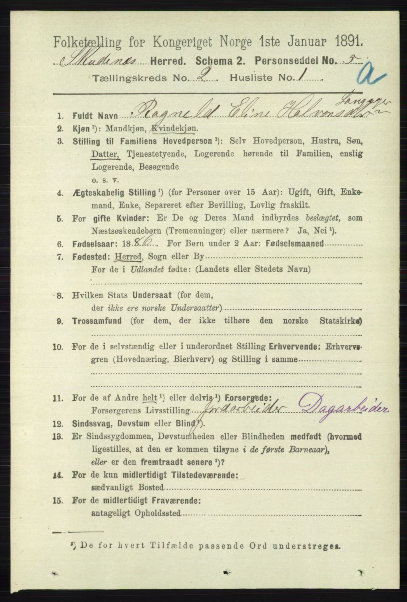 RA, 1891 census for 1150 Skudenes, 1891, p. 683