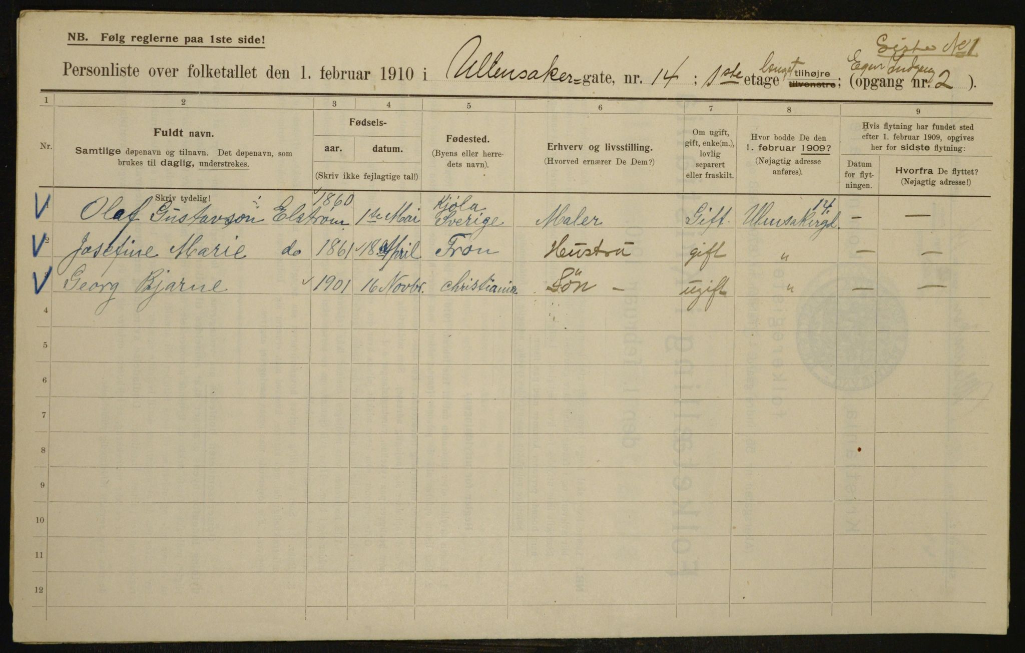 OBA, Municipal Census 1910 for Kristiania, 1910, p. 112660