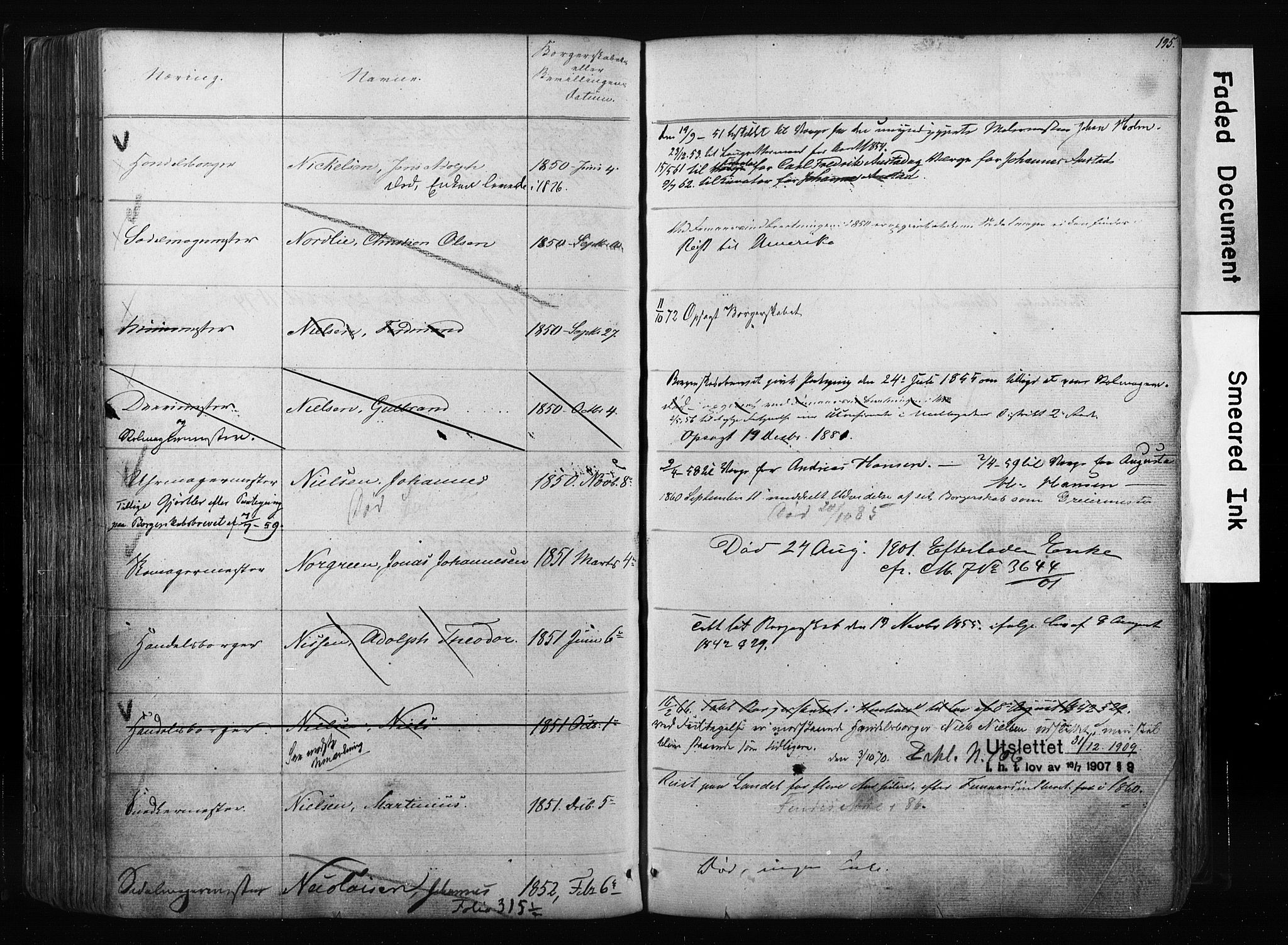 Kristiania magistrat, AV/SAO-A-10711/F/Fb/L0003: Borgerrulle, 1842-1860, p. 200