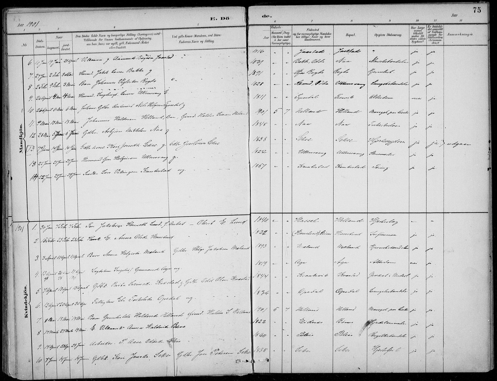 Ullensvang sokneprestembete, AV/SAB-A-78701/H/Haa: Parish register (official) no. B  3, 1882-1911, p. 75