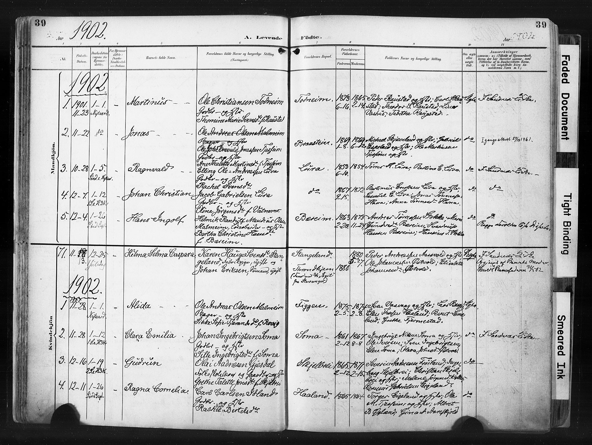 Høyland sokneprestkontor, AV/SAST-A-101799/001/30BA/L0015: Parish register (official) no. A 14, 1899-1911, p. 39