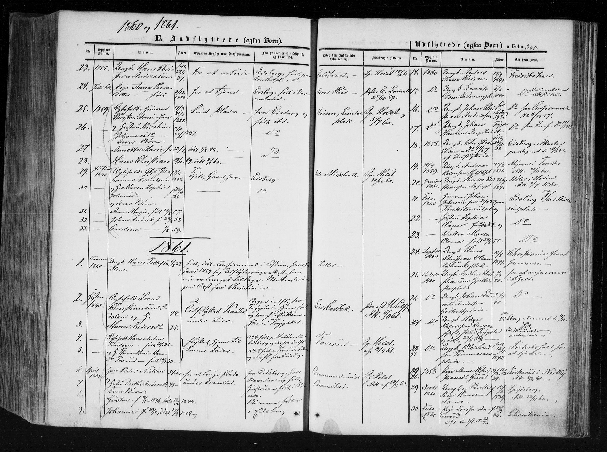 Askim prestekontor Kirkebøker, SAO/A-10900/F/Fa/L0005: Parish register (official) no. 5, 1847-1879, p. 345