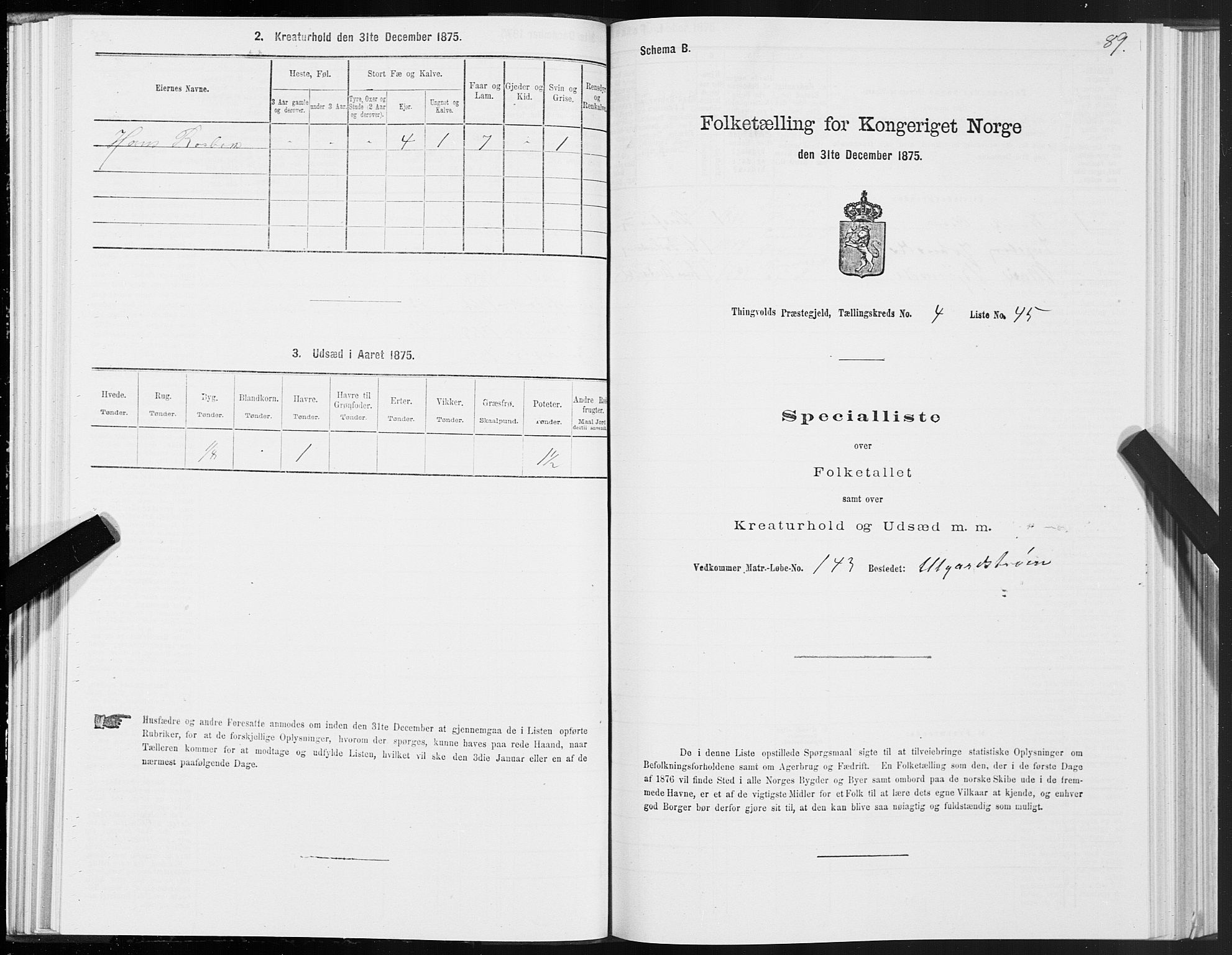 SAT, 1875 census for 1560P Tingvoll, 1875, p. 2089