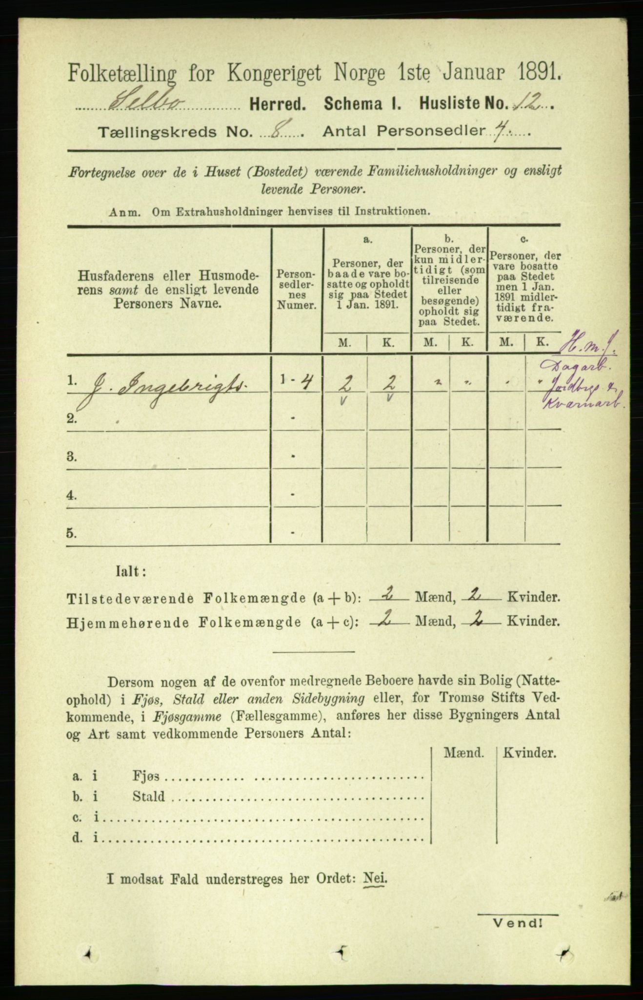 RA, 1891 census for 1664 Selbu, 1891, p. 2856