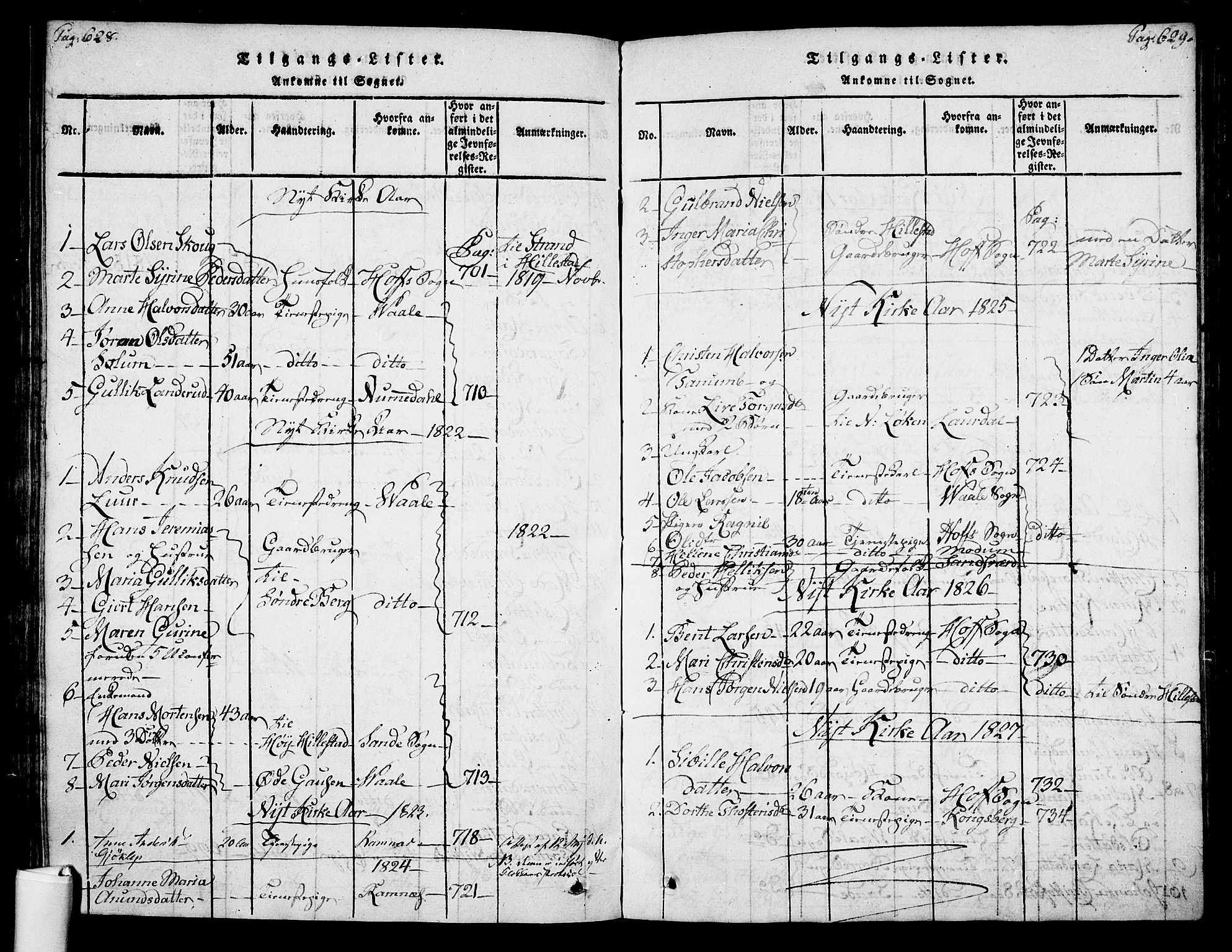Botne kirkebøker, SAKO/A-340/F/Fa/L0005: Parish register (official) no. I 5, 1814-1836, p. 628-629