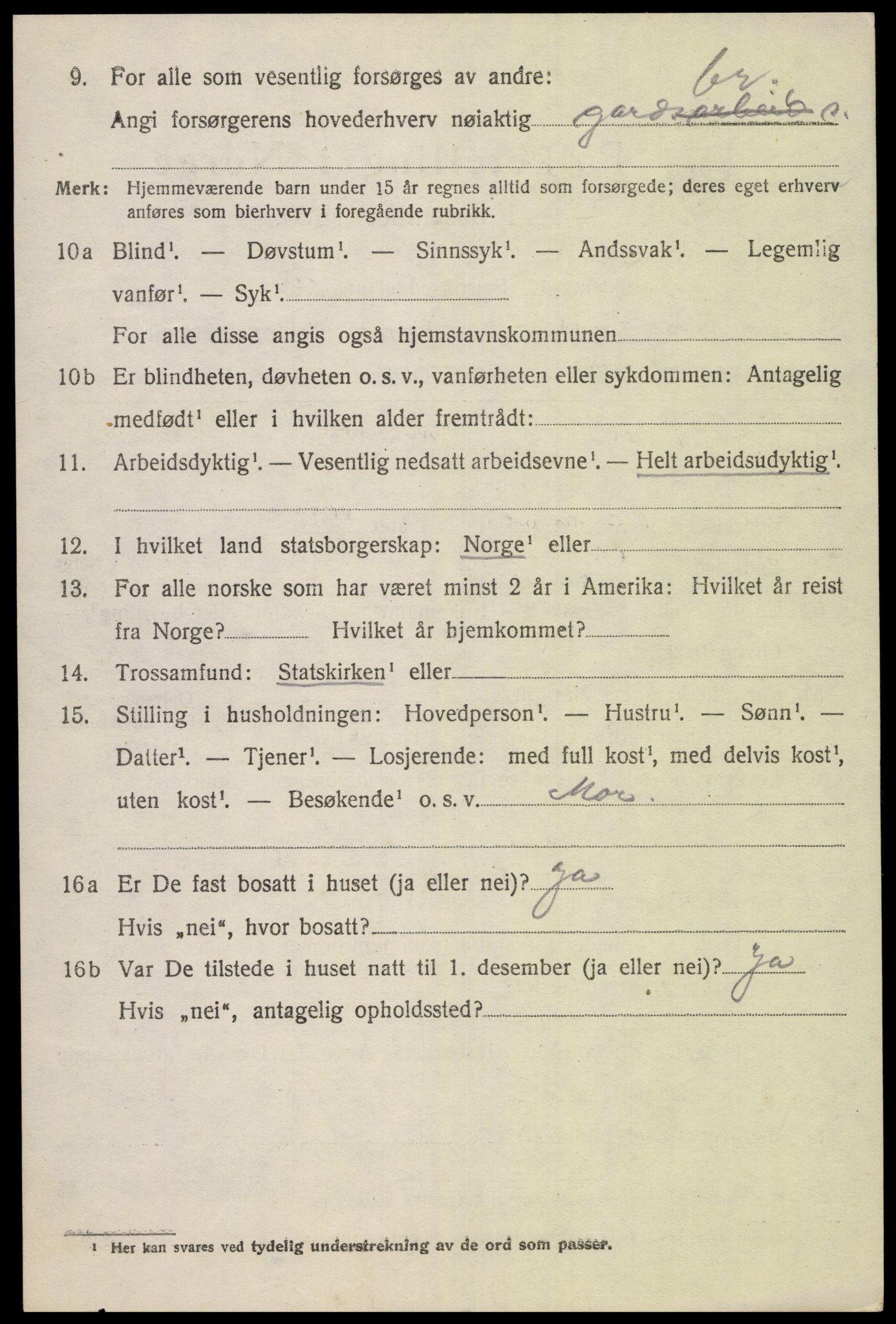 SAK, 1920 census for Gyland, 1920, p. 1339