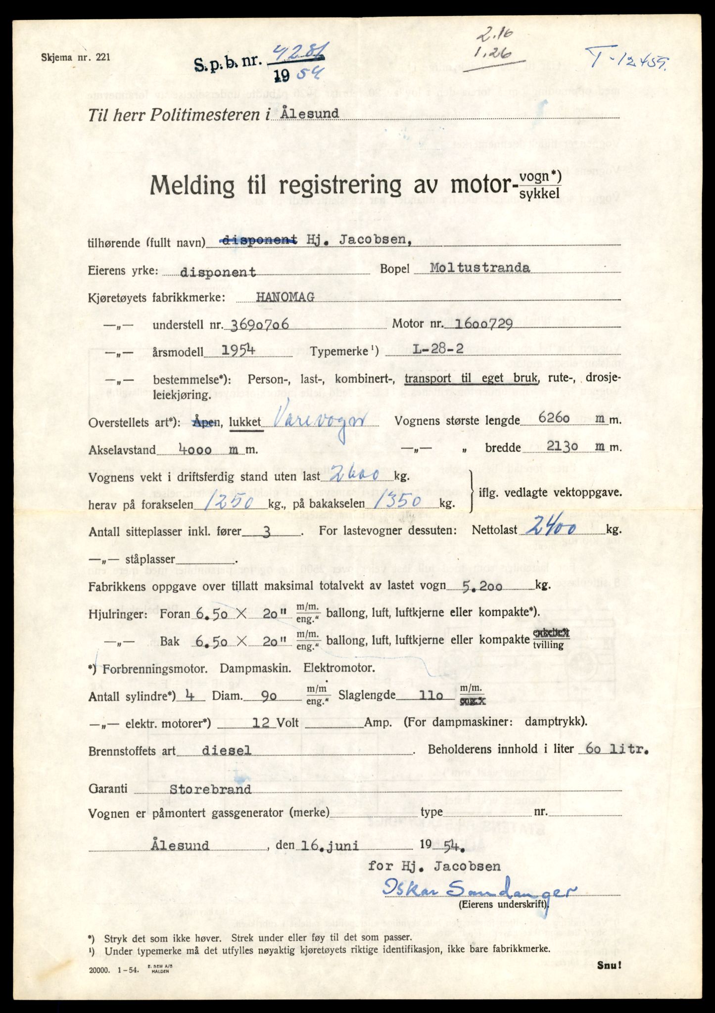 Møre og Romsdal vegkontor - Ålesund trafikkstasjon, SAT/A-4099/F/Fe/L0033: Registreringskort for kjøretøy T 12151 - T 12474, 1927-1998, p. 3525