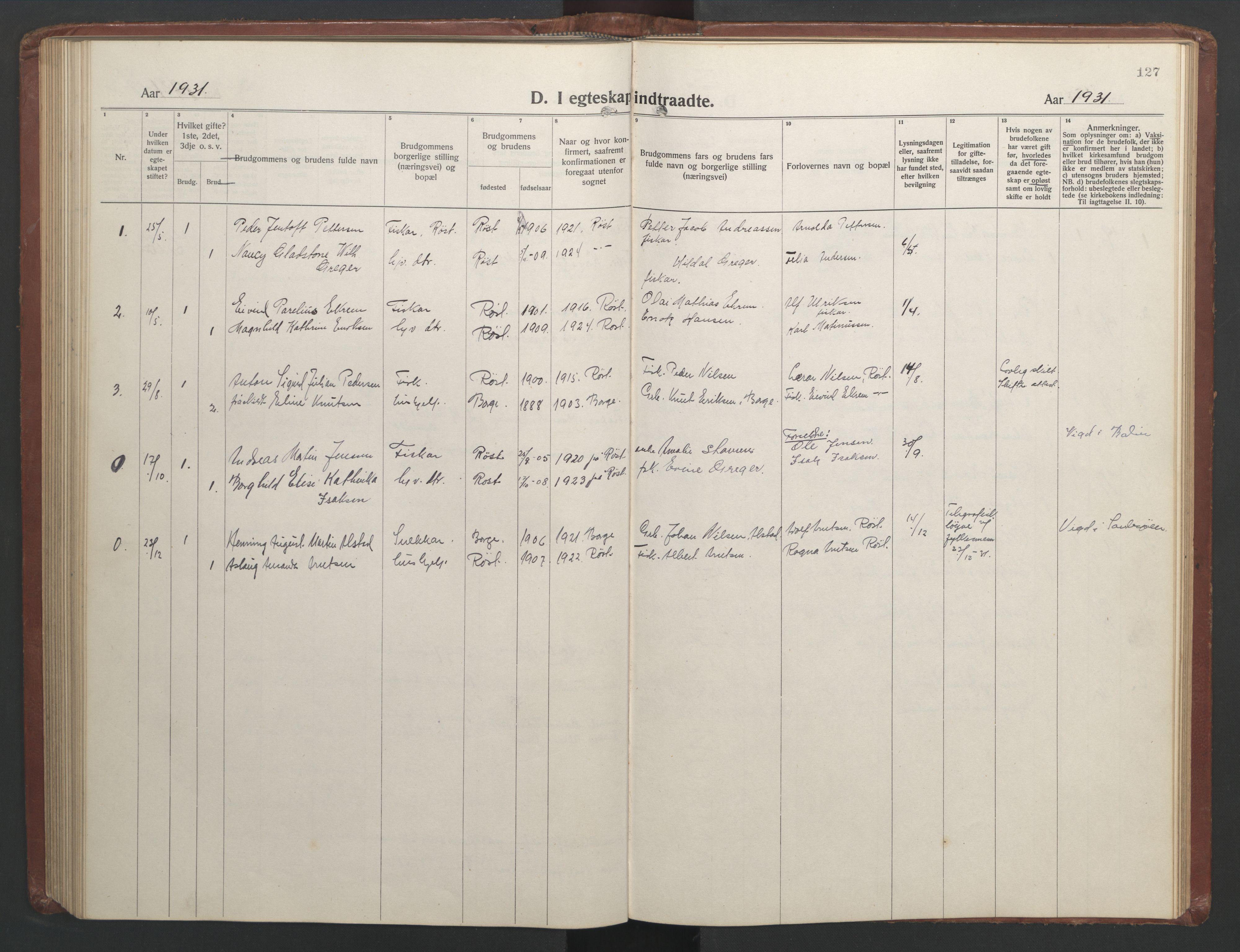 Ministerialprotokoller, klokkerbøker og fødselsregistre - Nordland, AV/SAT-A-1459/808/L0132: Parish register (copy) no. 808C03, 1920-1946, p. 127