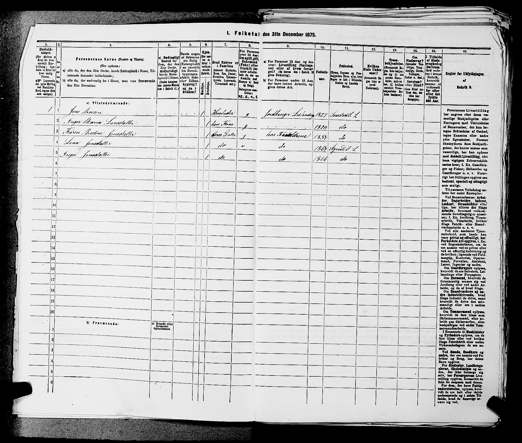 SAKO, 1875 census for 0728P Lardal, 1875, p. 519