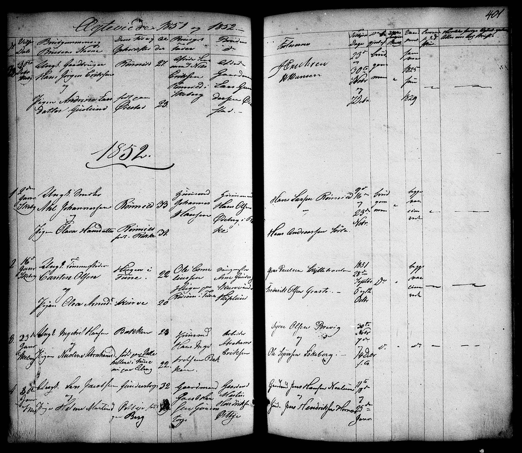 Skjeberg prestekontor Kirkebøker, SAO/A-10923/F/Fa/L0006: Parish register (official) no. I 6, 1846-1858, p. 401