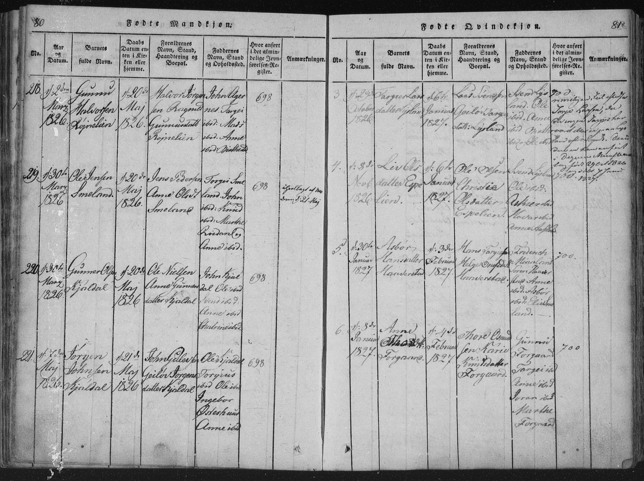 Åseral sokneprestkontor, AV/SAK-1111-0051/F/Fa/L0001: Parish register (official) no. A 1, 1815-1853, p. 80-81