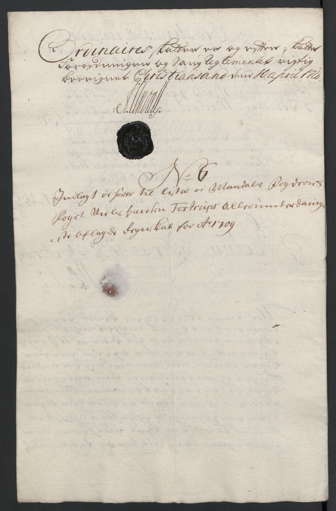 Rentekammeret inntil 1814, Reviderte regnskaper, Fogderegnskap, RA/EA-4092/R43/L2552: Fogderegnskap Lista og Mandal, 1705-1709, p. 246