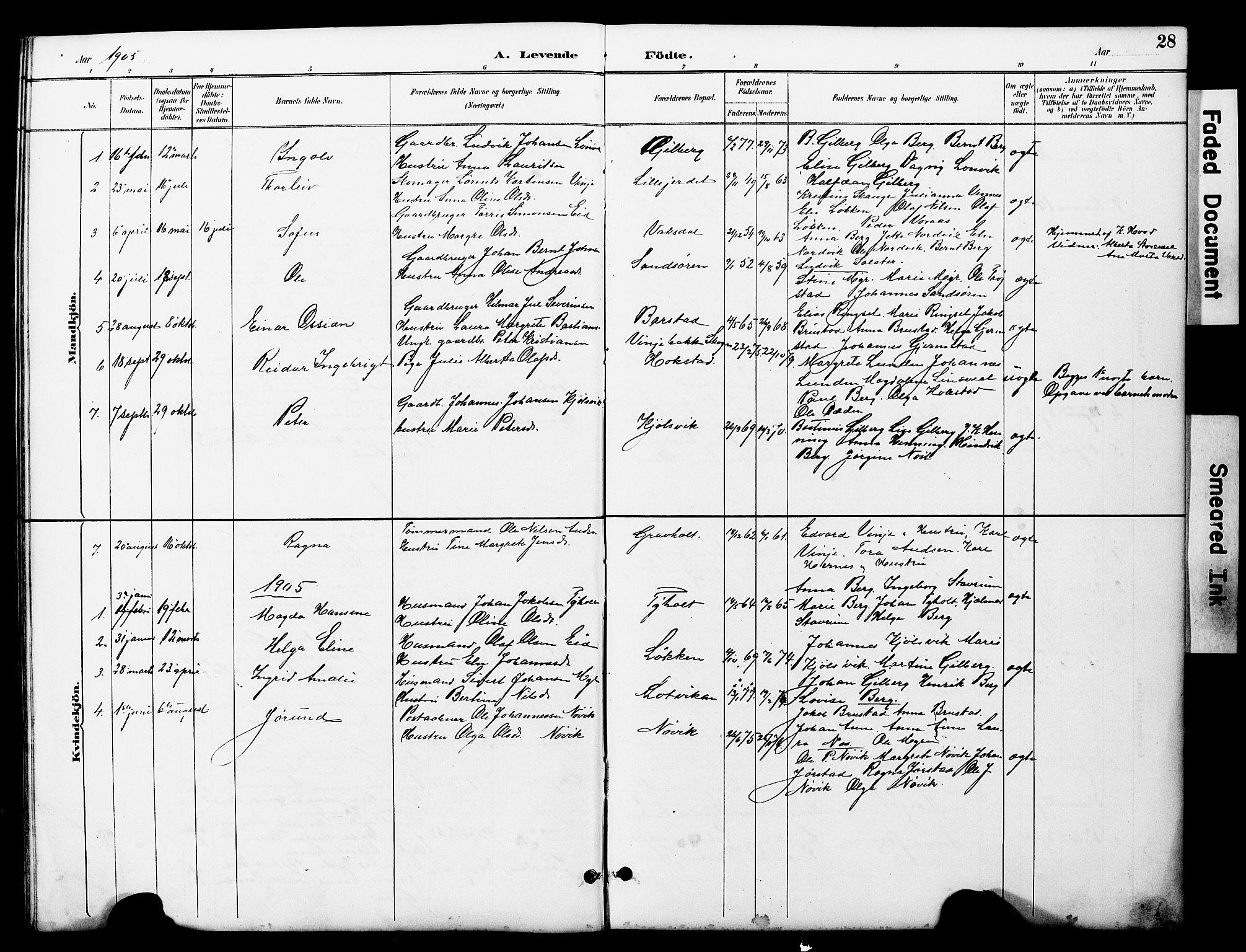 Ministerialprotokoller, klokkerbøker og fødselsregistre - Nord-Trøndelag, SAT/A-1458/722/L0226: Parish register (copy) no. 722C02, 1889-1927, p. 28