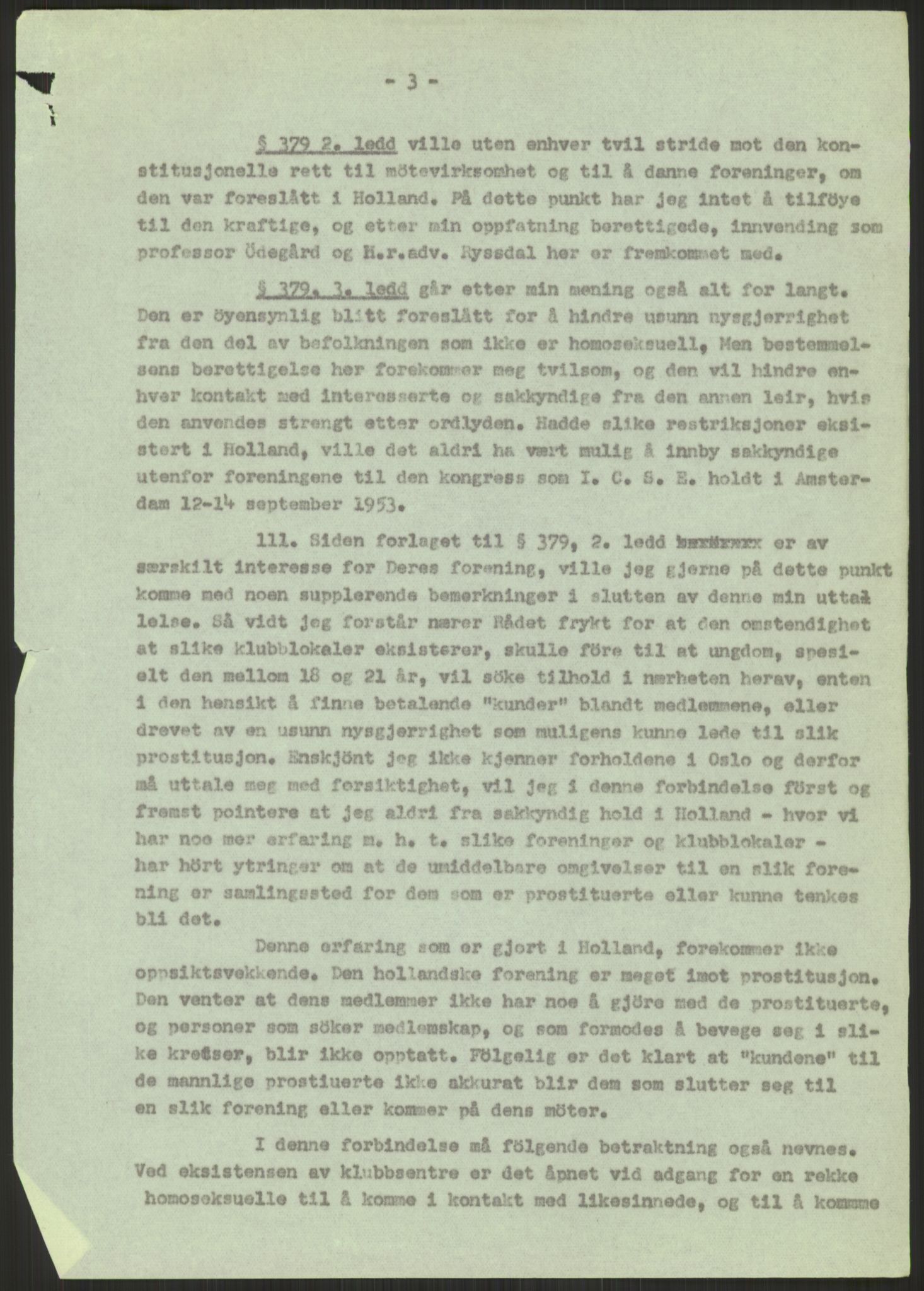 Justisdepartementet, Lovavdelingen, AV/RA-S-3212/D/De/L0029/0001: Straffeloven / Straffelovens revisjon: 5 - Ot. prp. nr.  41 - 1945: Homoseksualiet. 3 mapper, 1956-1970, p. 335