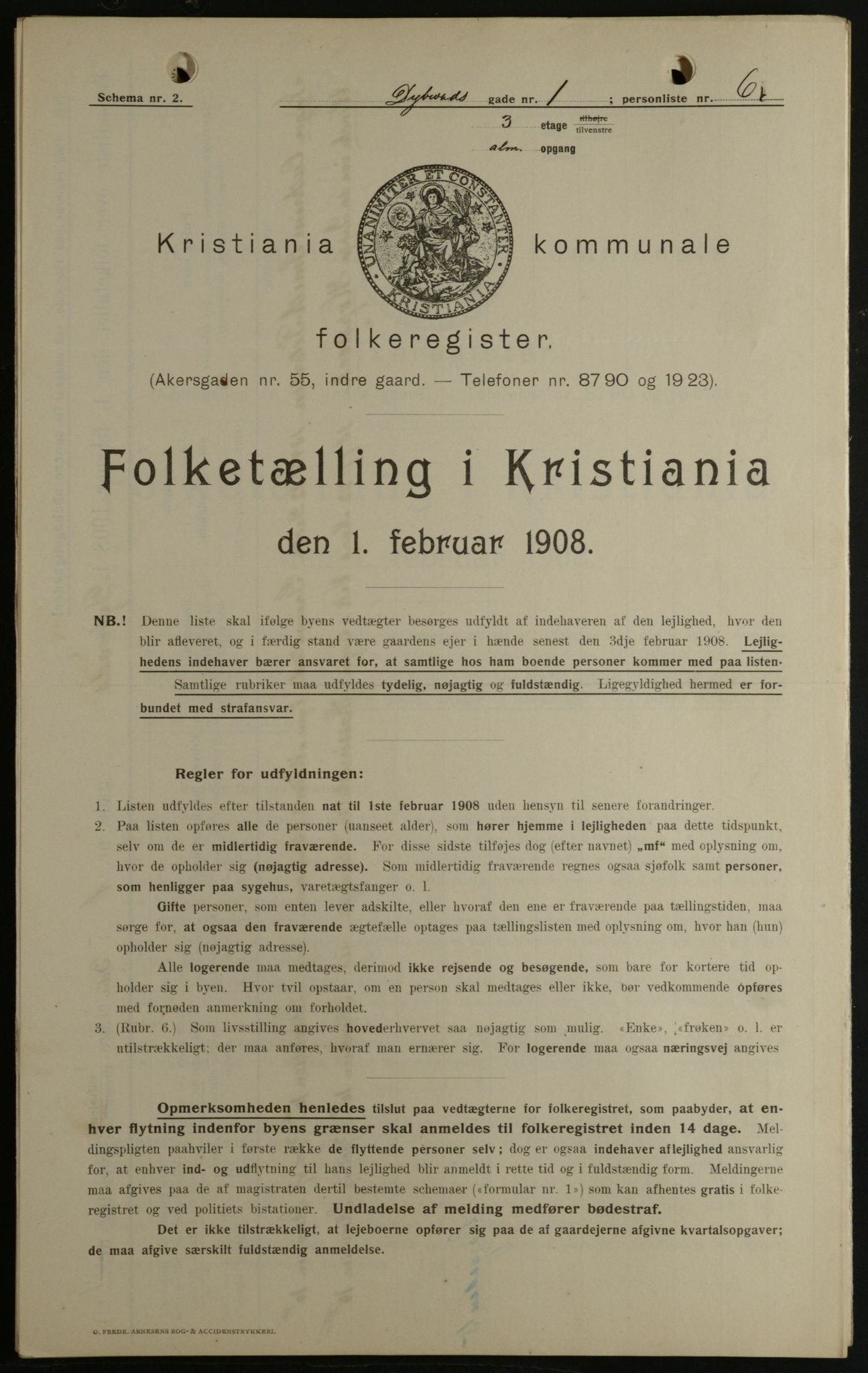 OBA, Municipal Census 1908 for Kristiania, 1908, p. 16197