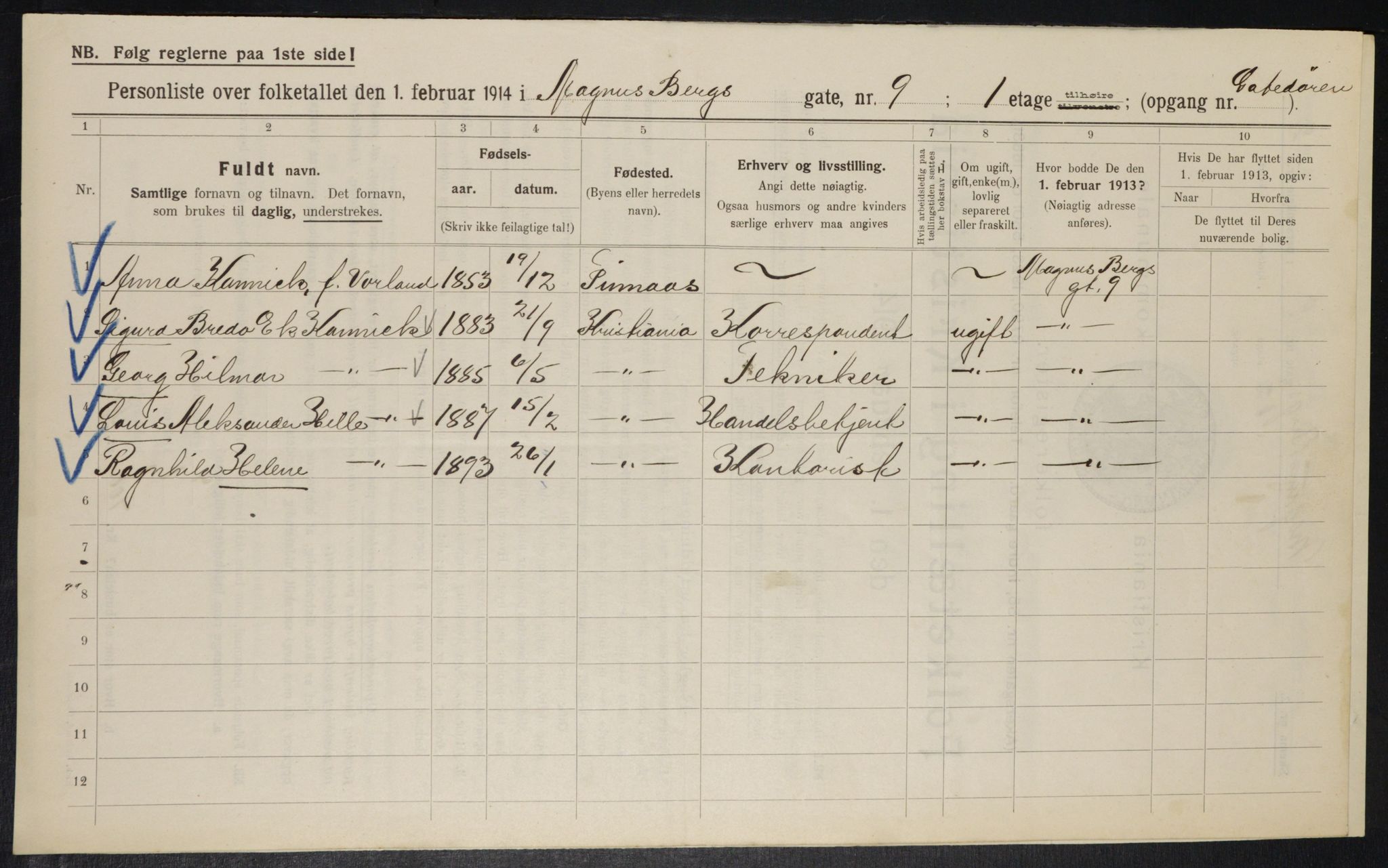 OBA, Municipal Census 1914 for Kristiania, 1914, p. 59150