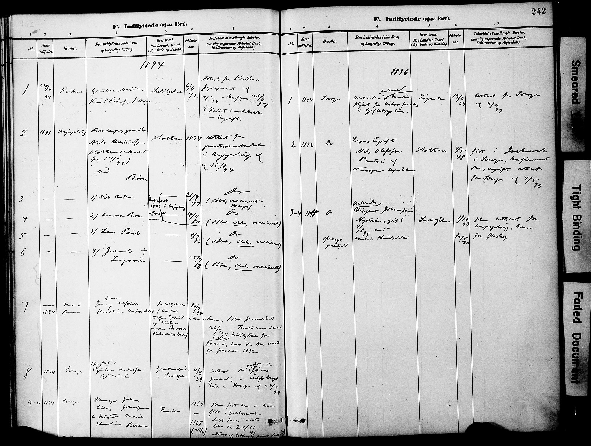 Ministerialprotokoller, klokkerbøker og fødselsregistre - Nordland, AV/SAT-A-1459/849/L0690: Parish register (official) no. 849A02, 1890-1897, p. 242