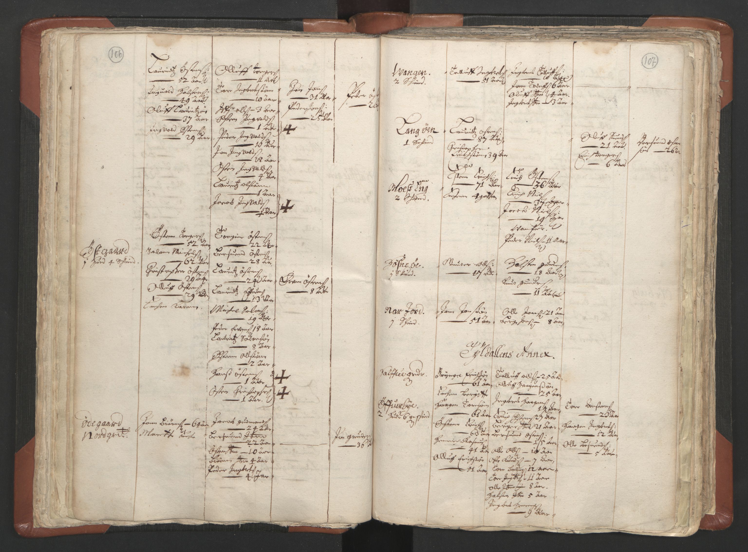 RA, Vicar's Census 1664-1666, no. 5: Hedmark deanery, 1664-1666, p. 106-107