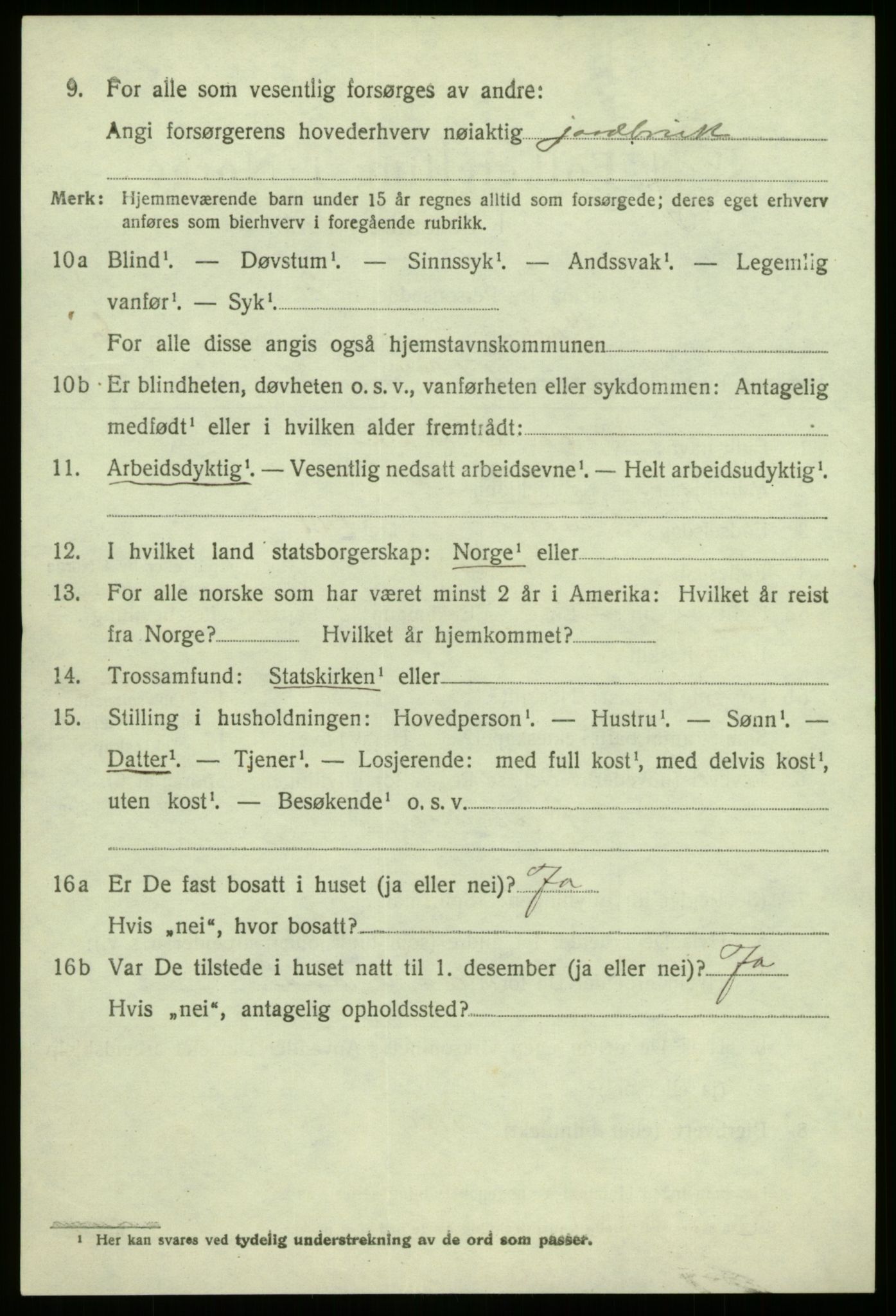 SAB, 1920 census for Lavik, 1920, p. 1521