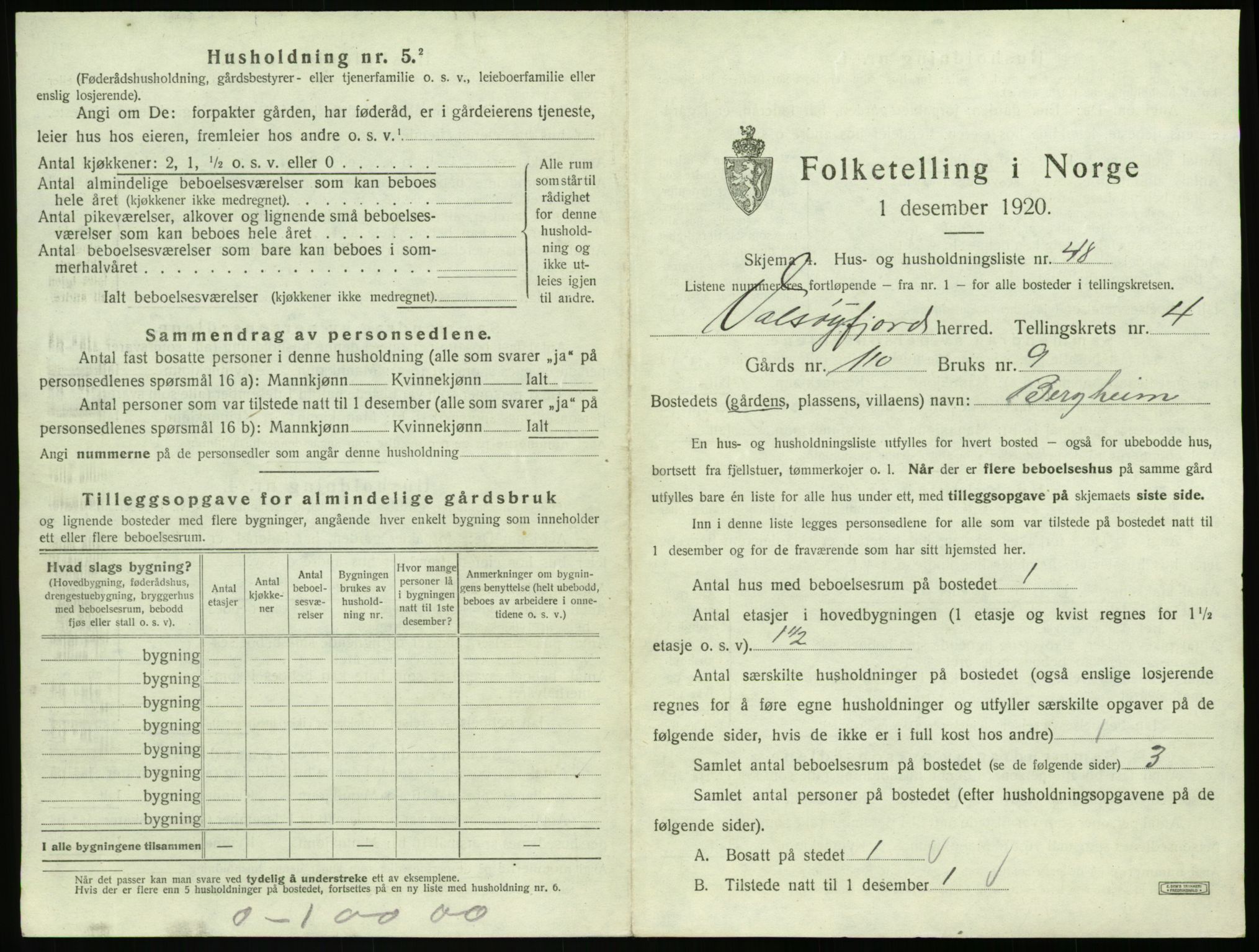 SAT, 1920 census for Valsøyfjord, 1920, p. 307