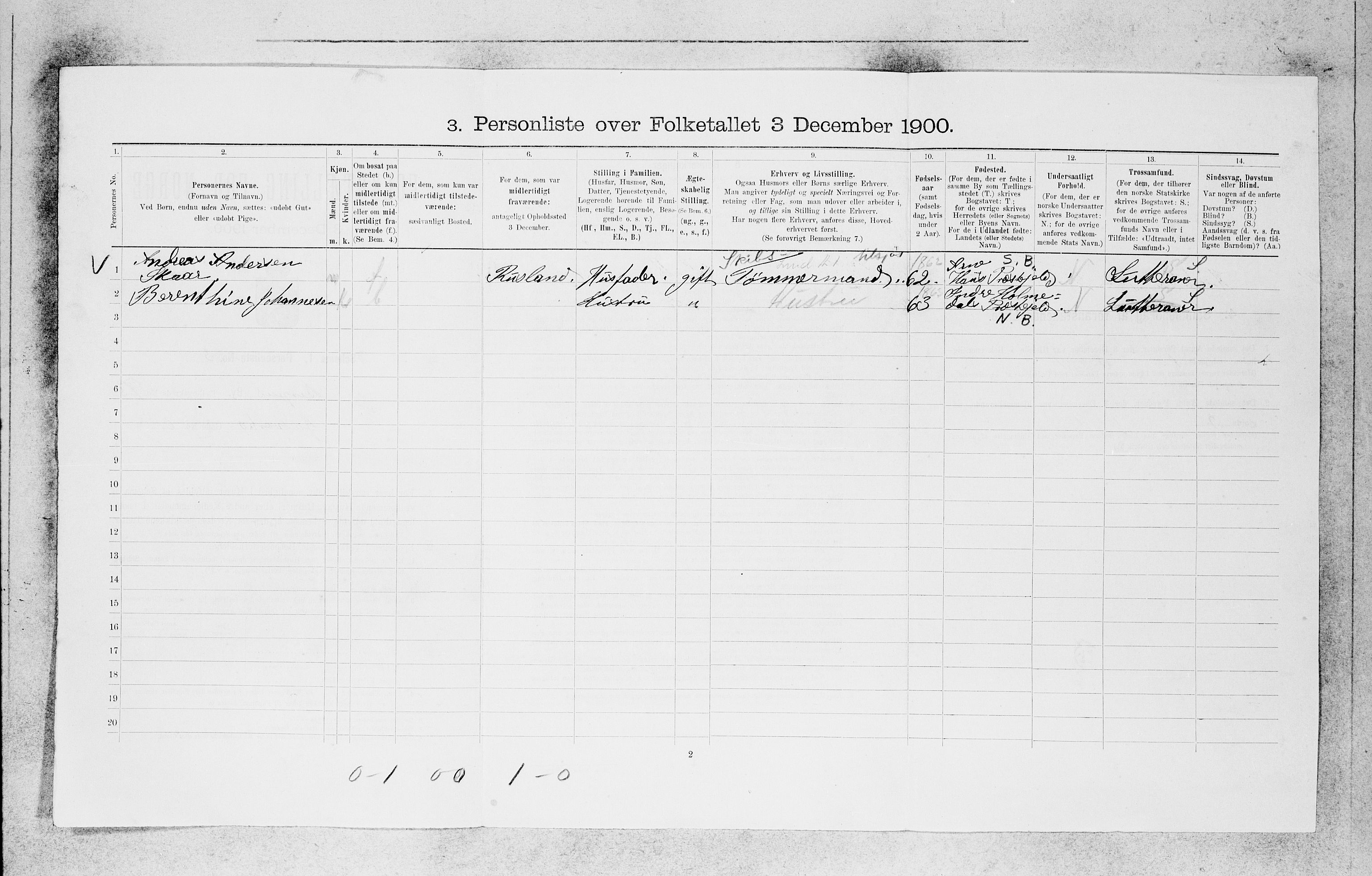 SAB, 1900 census for Bergen, 1900, p. 19990