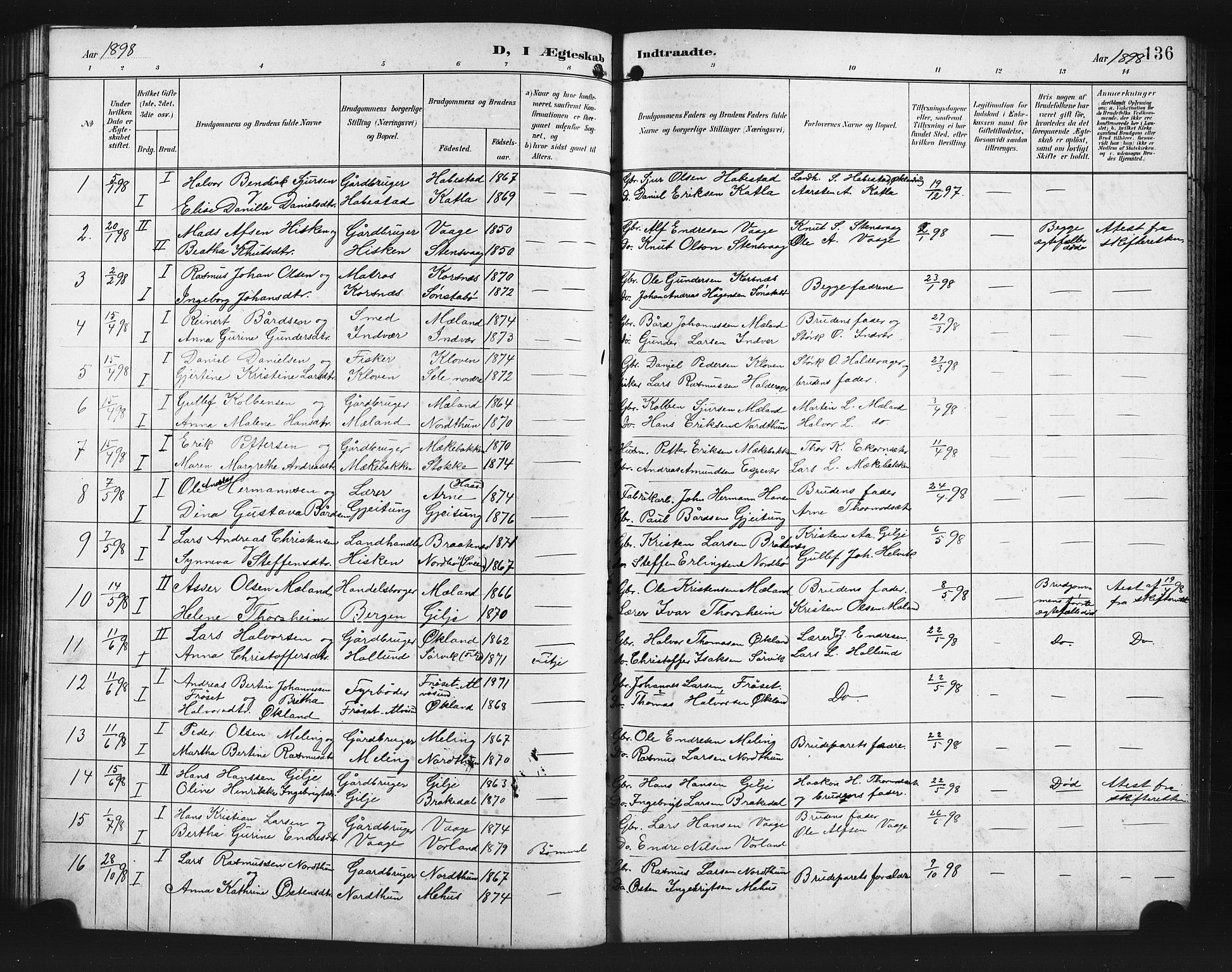 Finnås sokneprestembete, SAB/A-99925/H/Ha/Hab/Habb/L0004: Parish register (copy) no. B 4, 1897-1907, p. 136