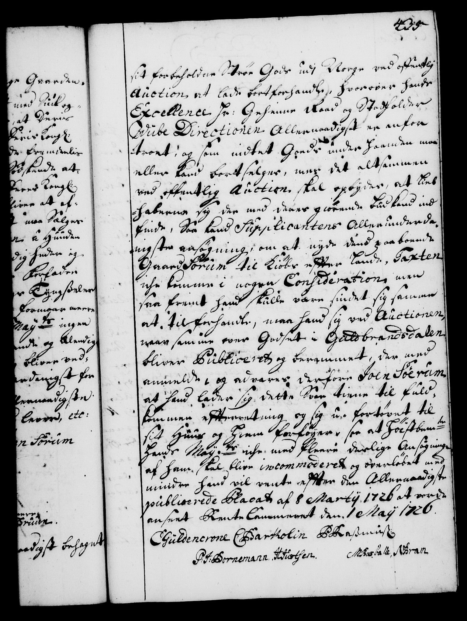 Rentekammeret, Kammerkanselliet, AV/RA-EA-3111/G/Gg/Gga/L0002: Norsk ekspedisjonsprotokoll med register (merket RK 53.2), 1723-1727, p. 435