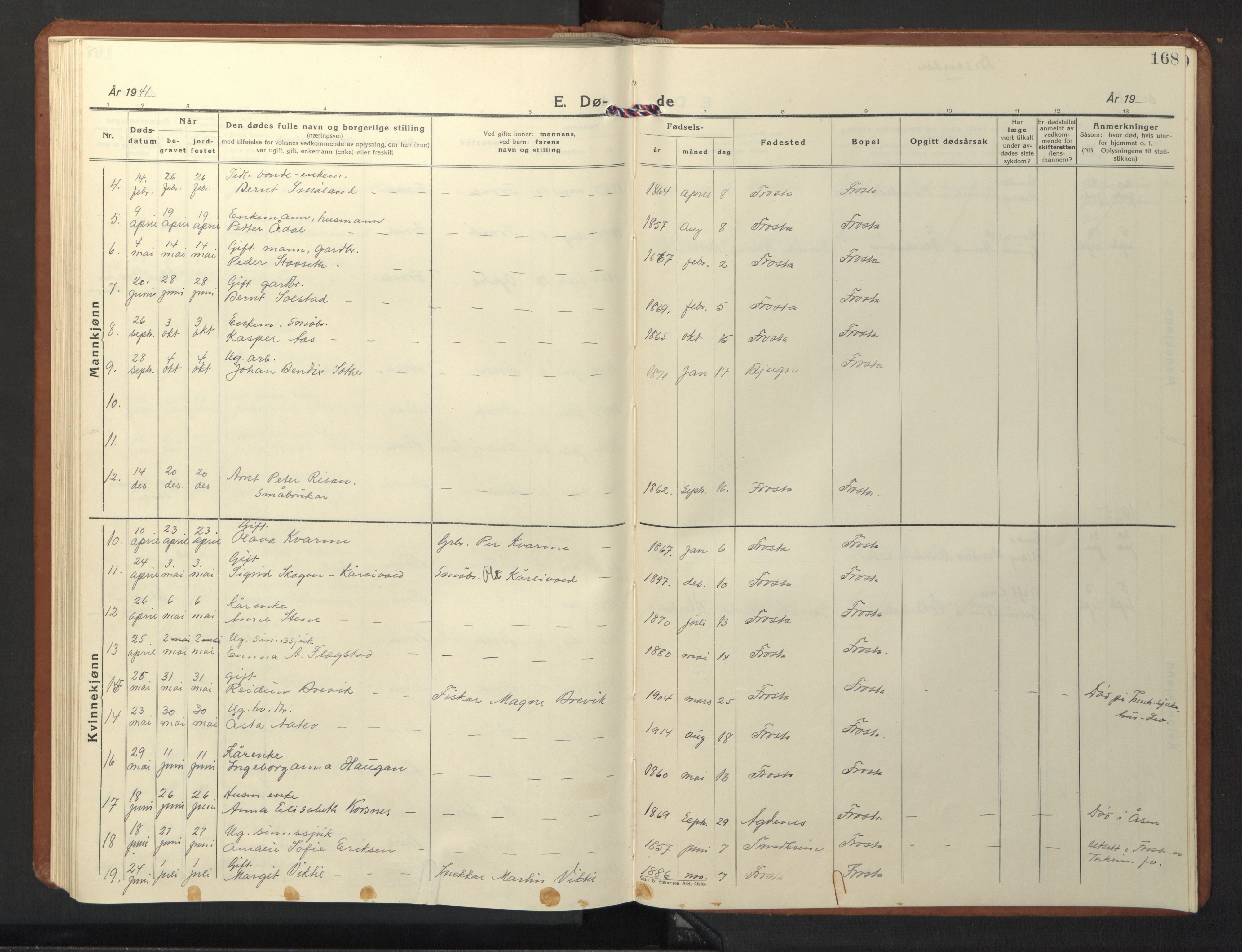 Ministerialprotokoller, klokkerbøker og fødselsregistre - Nord-Trøndelag, SAT/A-1458/713/L0125: Parish register (copy) no. 713C02, 1931-1941, p. 168