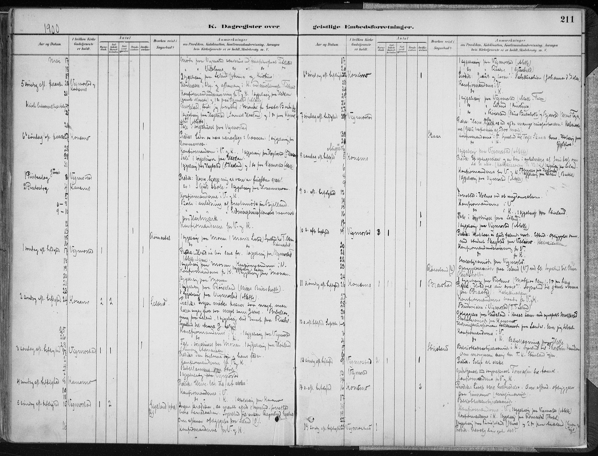 Nord-Audnedal sokneprestkontor, AV/SAK-1111-0032/F/Fa/Fab/L0003: Parish register (official) no. A 3, 1882-1900, p. 211