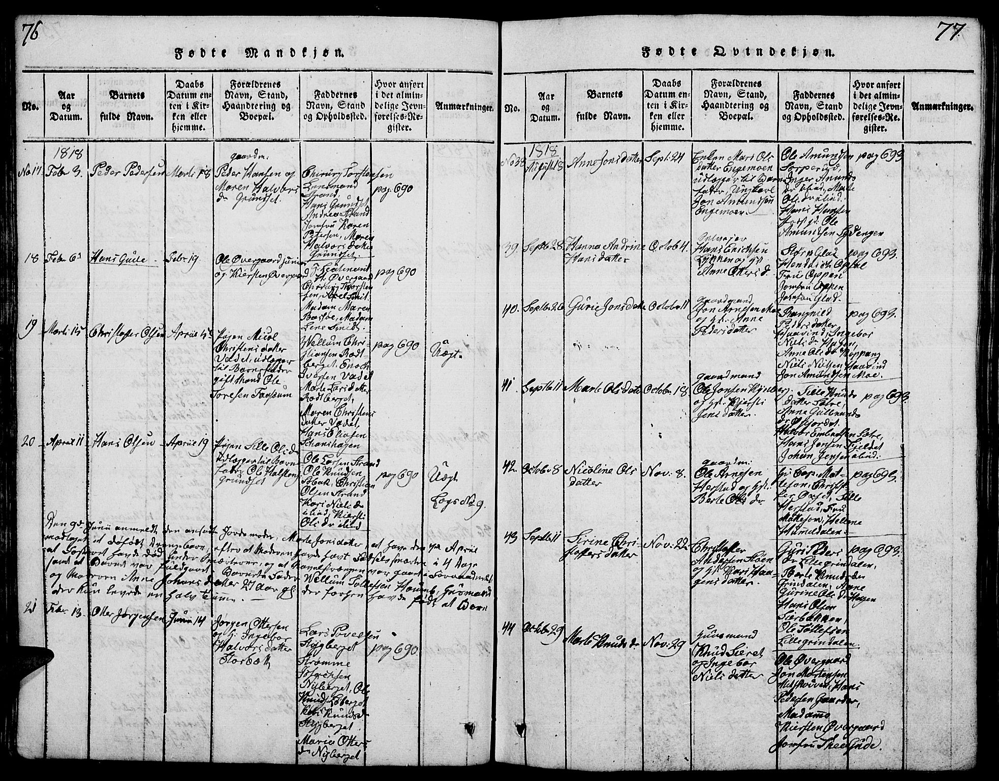 Elverum prestekontor, AV/SAH-PREST-044/H/Ha/Hab/L0001: Parish register (copy) no. 1, 1815-1829, p. 76-77