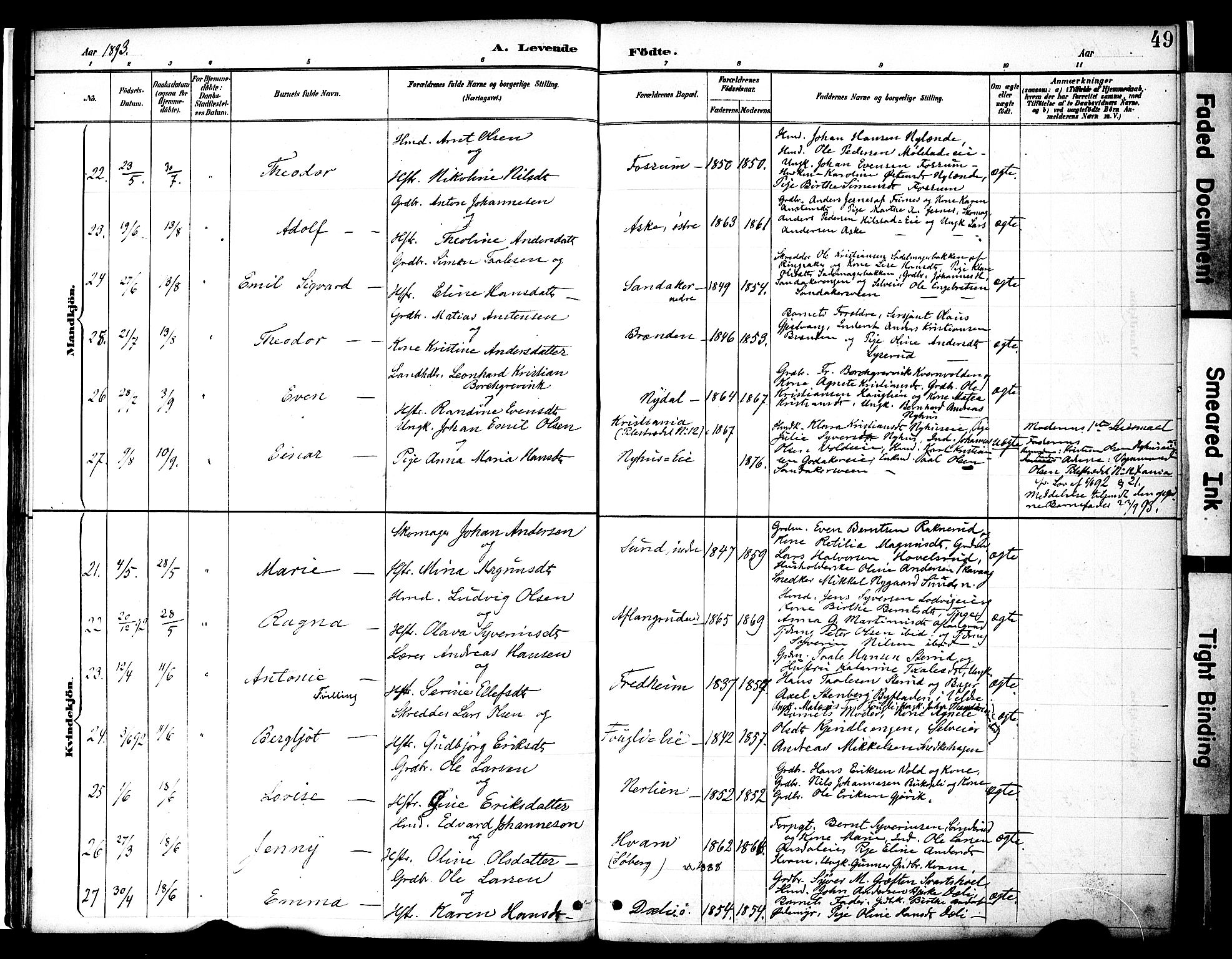Nes prestekontor, Hedmark, SAH/PREST-020/K/Ka/L0009: Parish register (official) no. 9, 1887-1905, p. 49