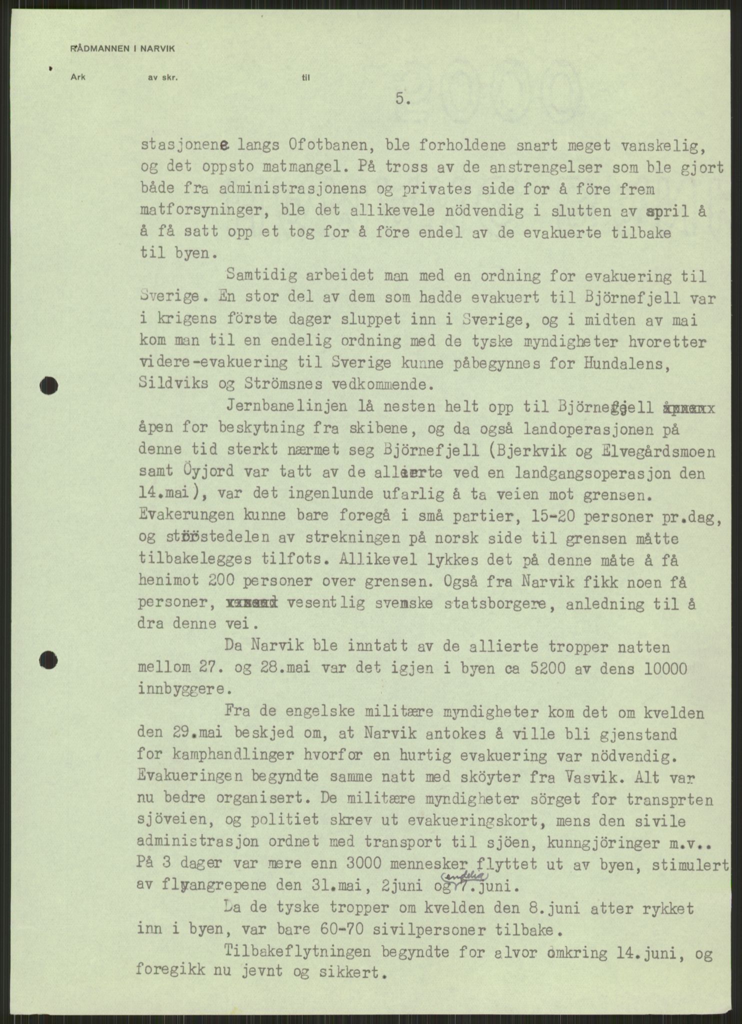 Forsvaret, Forsvarets krigshistoriske avdeling, AV/RA-RAFA-2017/Y/Ya/L0017: II-C-11-31 - Fylkesmenn.  Rapporter om krigsbegivenhetene 1940., 1940, p. 210