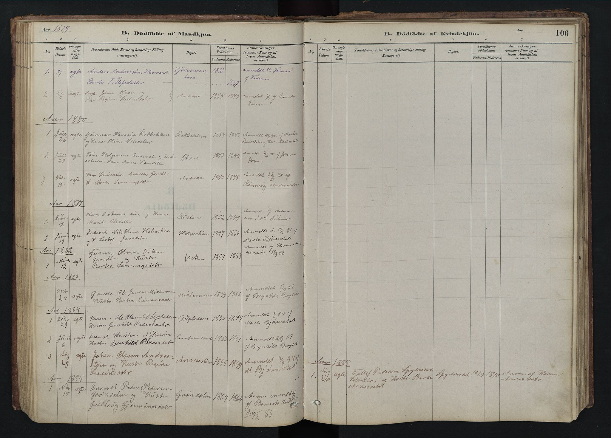 Rendalen prestekontor, SAH/PREST-054/H/Ha/Hab/L0009: Parish register (copy) no. 9, 1879-1902, p. 106