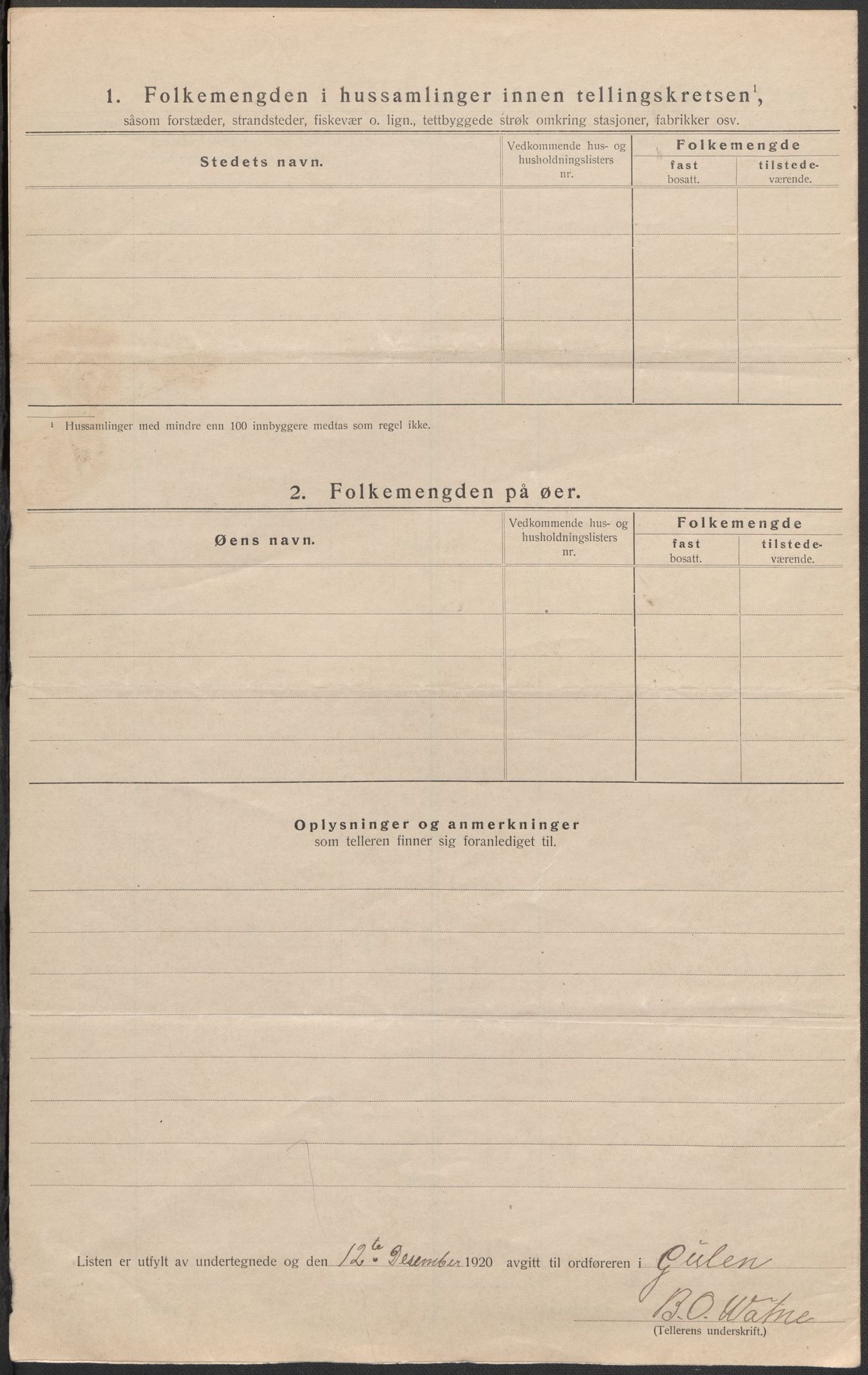 SAB, 1920 census for Gulen, 1920, p. 13