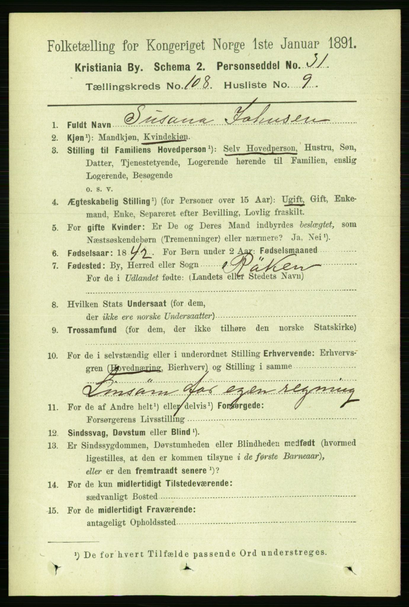 RA, 1891 census for 0301 Kristiania, 1891, p. 55764