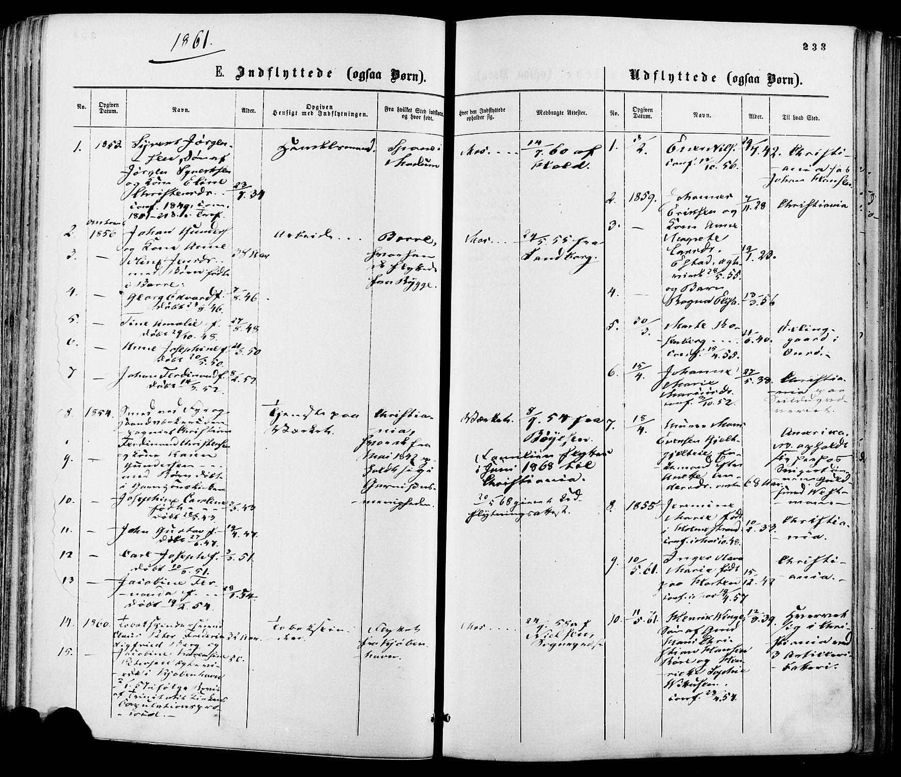 Moss prestekontor Kirkebøker, AV/SAO-A-2003/F/Fa/L0009: Parish register (official) no. I 9, 1861-1869, p. 233