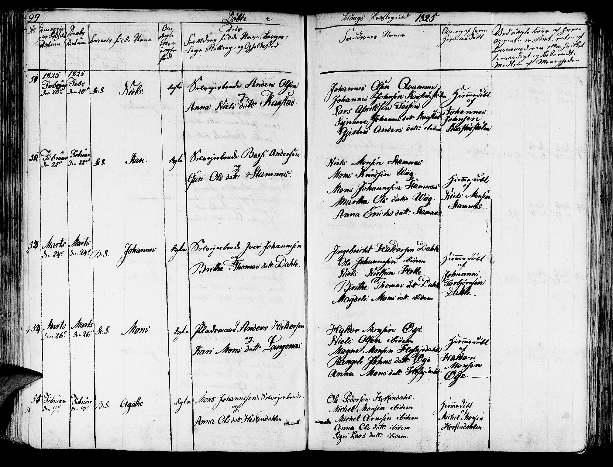 Haus sokneprestembete, AV/SAB-A-75601/H/Haa: Parish register (official) no. A 13, 1821-1827, p. 99