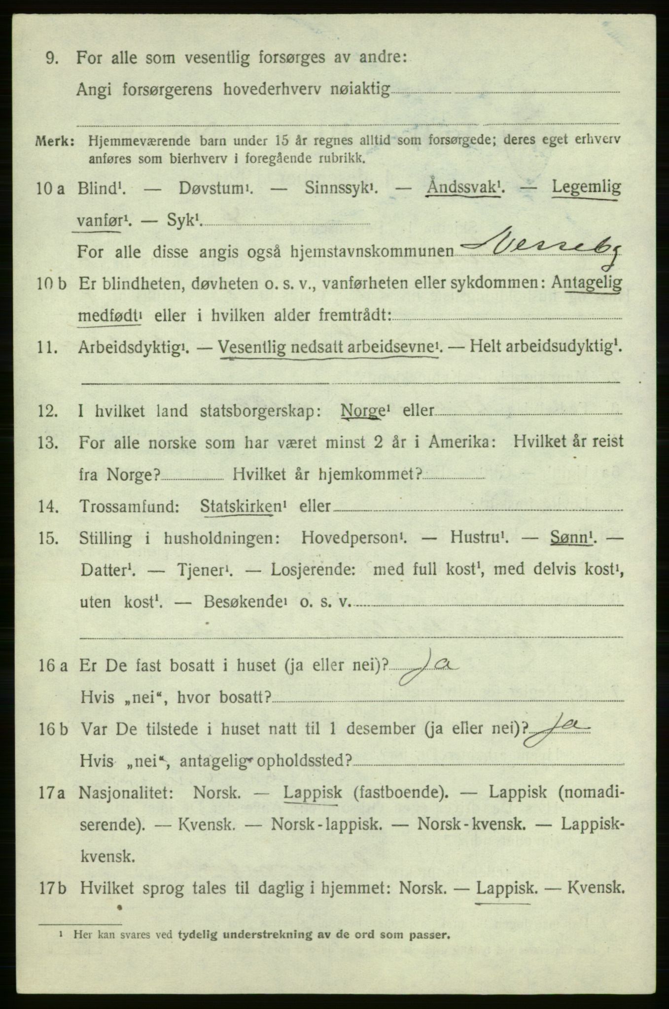 SATØ, 1920 census for Nesseby, 1920, p. 2213