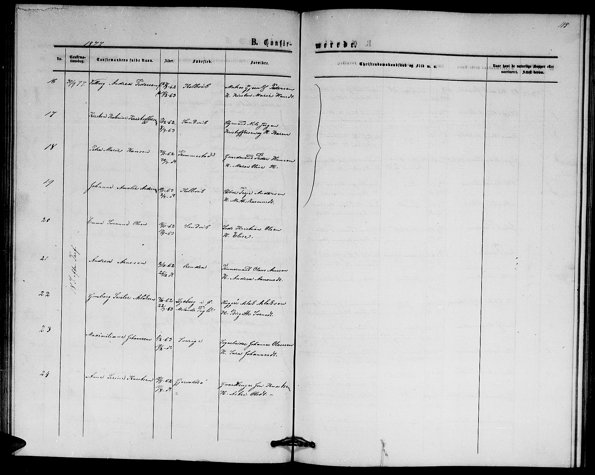 Hisøy sokneprestkontor, SAK/1111-0020/F/Fb/L0002: Parish register (copy) no. B 2, 1873-1885, p. 115