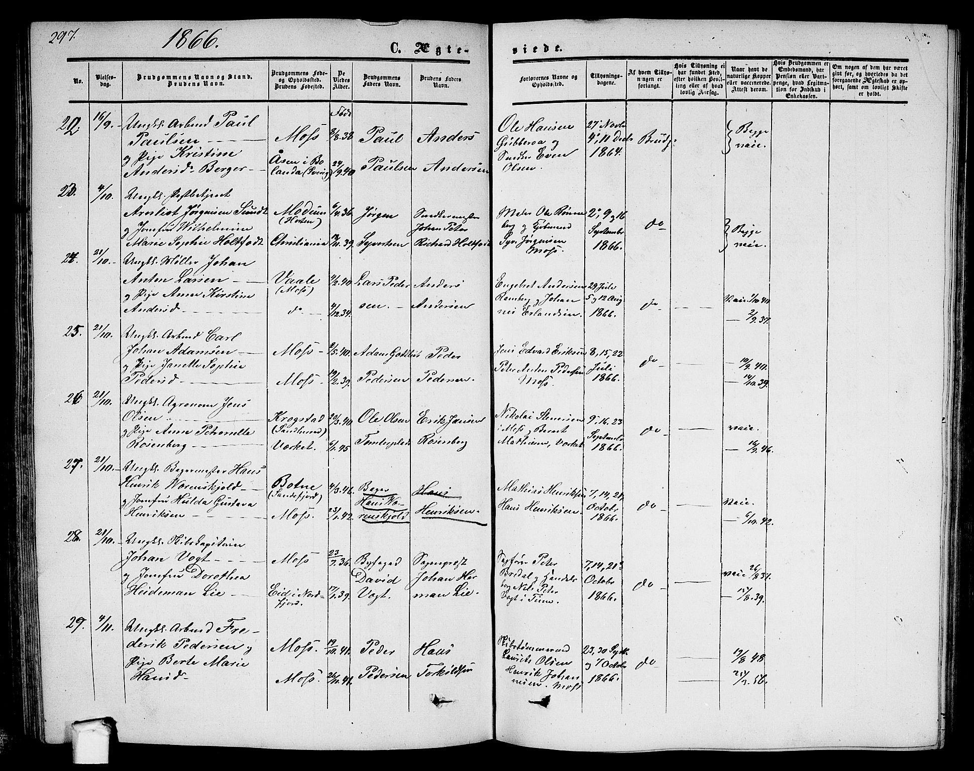 Moss prestekontor Kirkebøker, AV/SAO-A-2003/G/Ga/L0002: Parish register (copy) no. I 2, 1852-1871, p. 297